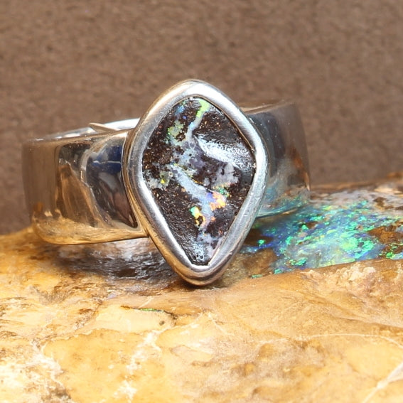 Sterling Silver Boulder Opal ring - Masterpiece Jewellery Opal & Gems Sydney Australia | Online Shop