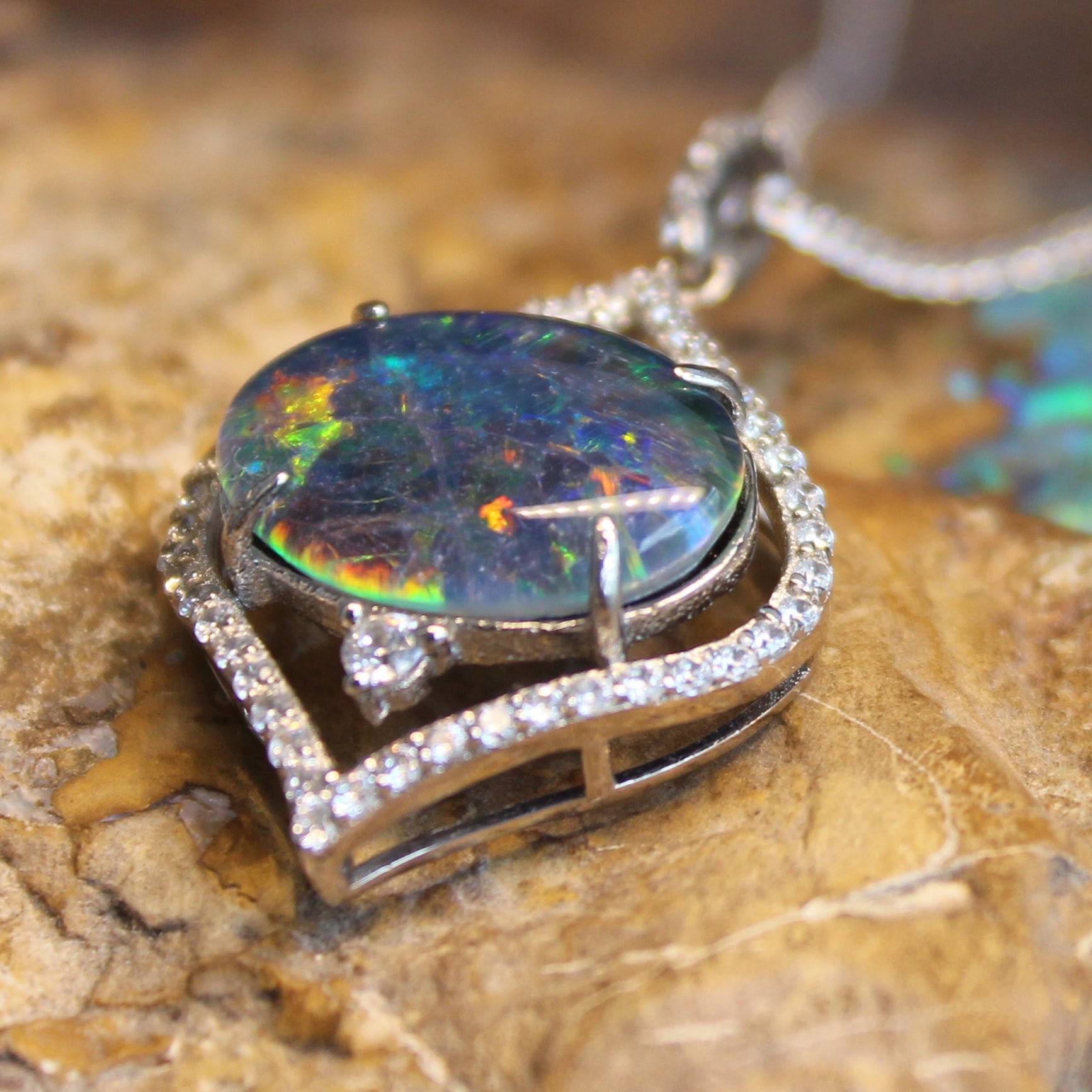 Sterling Sliver Opal Triplet Pendant and Earrings Set - Masterpiece Jewellery Opal & Gems Sydney Australia | Online Shop