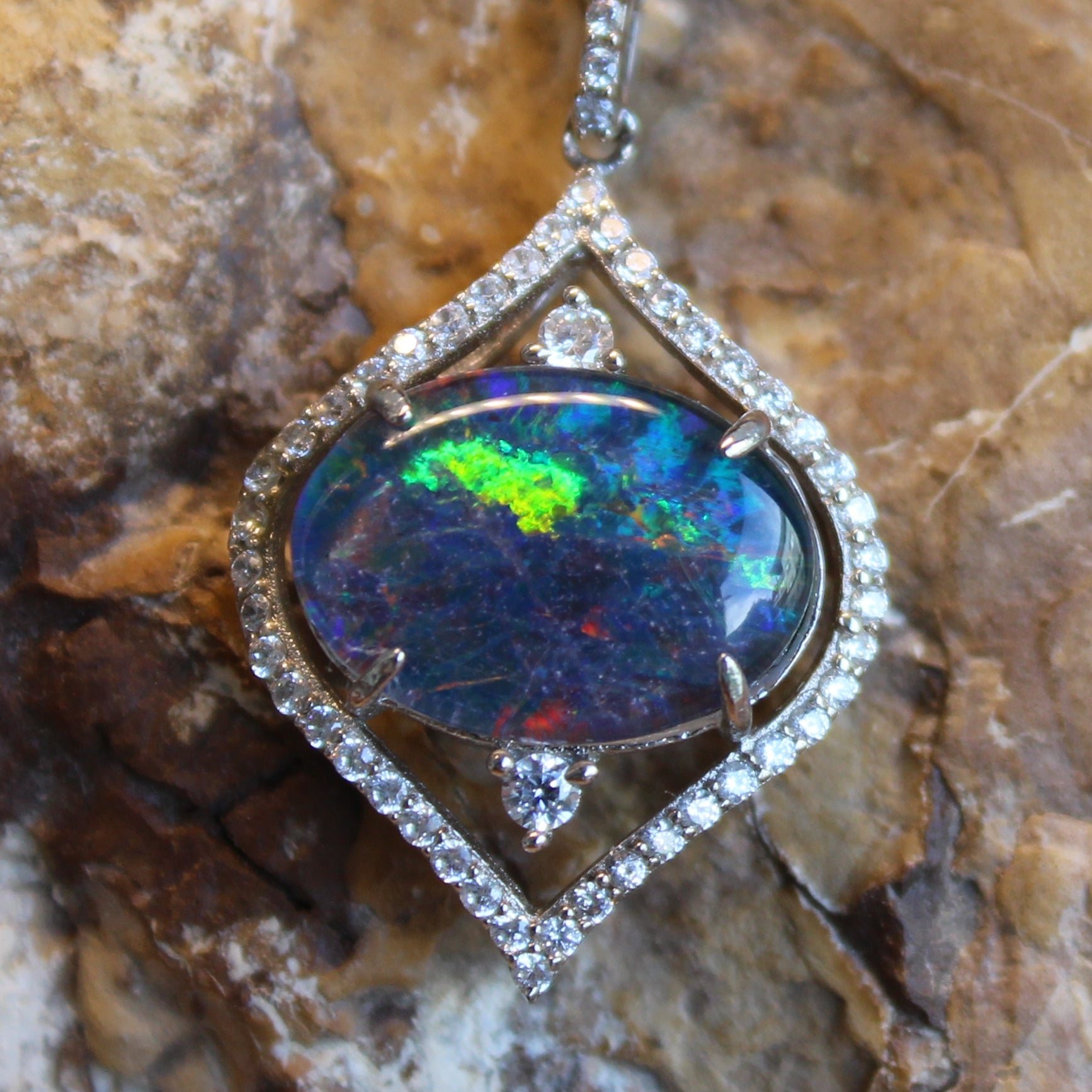 Sterling Sliver Opal Triplet Pendant and Earrings Set - Masterpiece Jewellery Opal & Gems Sydney Australia | Online Shop