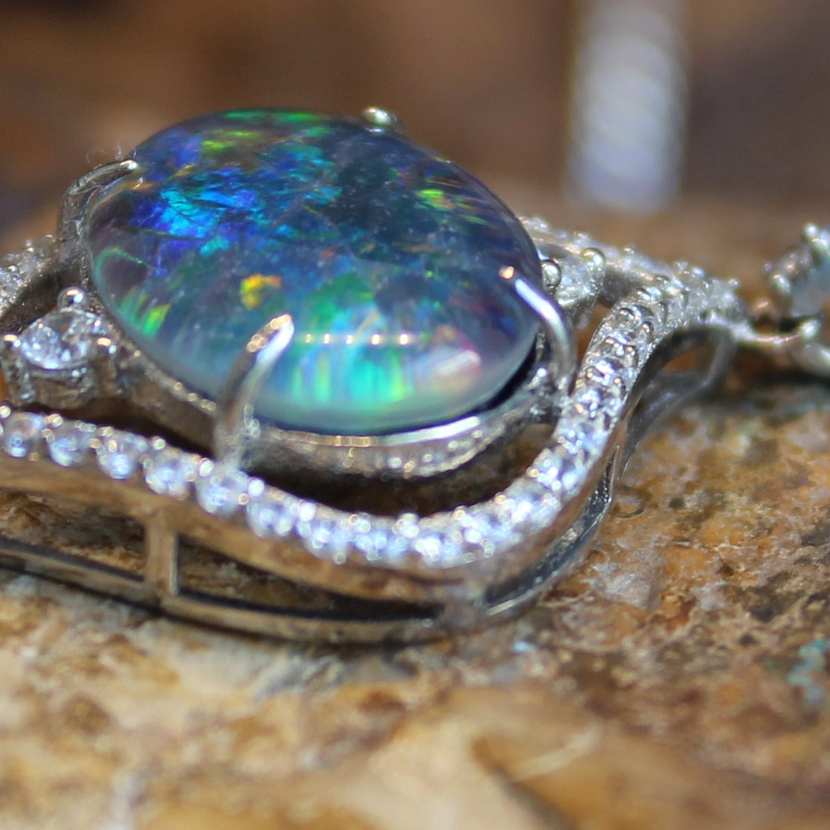 Sterling Sliver Opal Triplet Pendant and Earrings Set - Masterpiece Jewellery Opal & Gems Sydney Australia | Online Shop