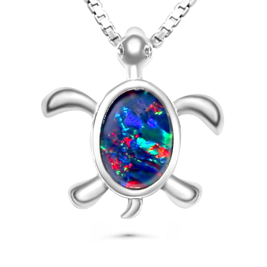 Sterling Silver Turtle design Opal pendant - Masterpiece Jewellery Opal & Gems Sydney Australia | Online Shop