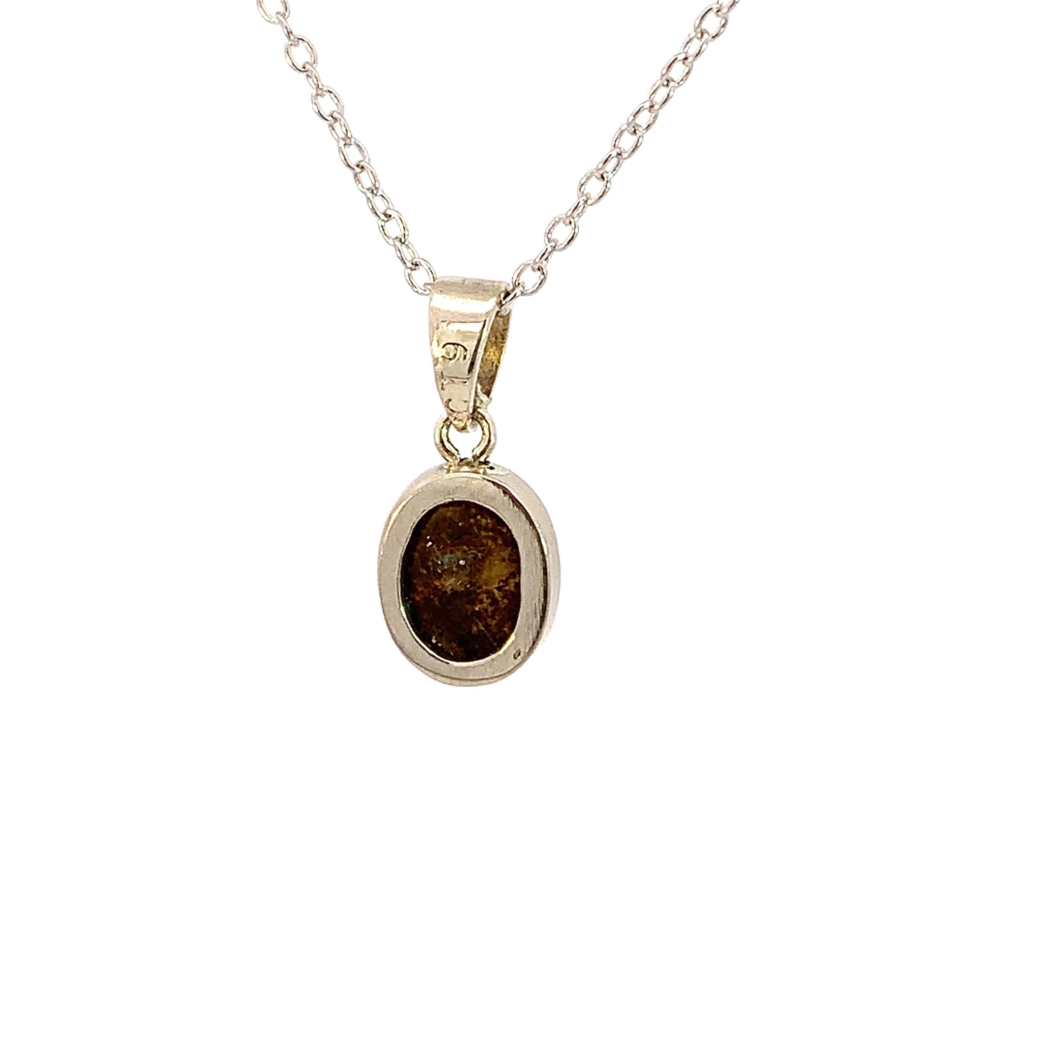 9kt White Gold 8x6mm Opal doublet bezel set pendant - Masterpiece Jewellery Opal & Gems Sydney Australia | Online Shop