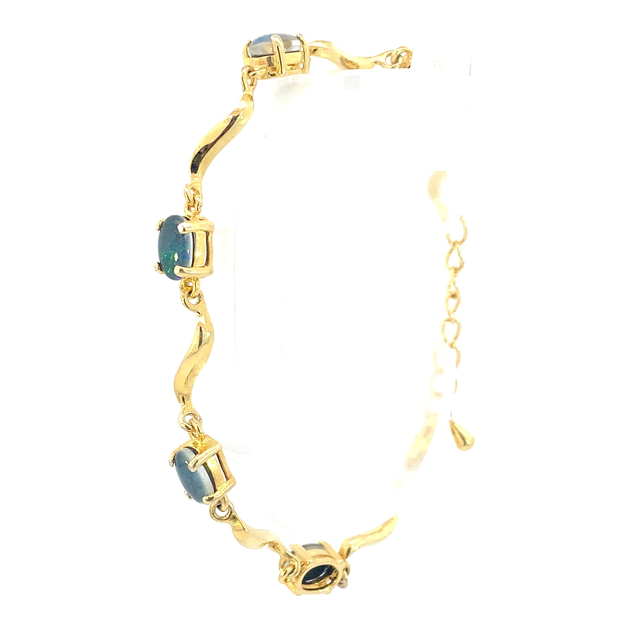 Silver Wave Opal Bracelet - Blue & Black 7x5mm Triplet - Sterling Silver for Women - Ladies Bracelet - Jewelry - Masterpiece Jewellery Opal & Gems Sydney Australia | Online Shop