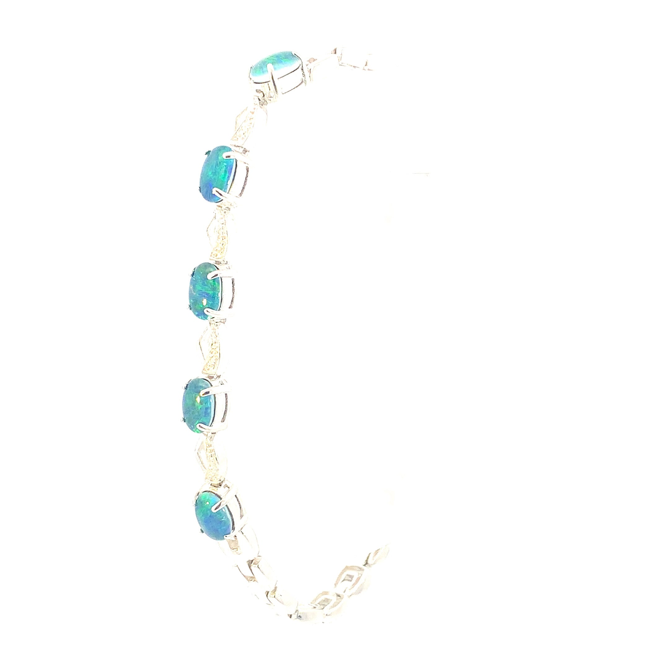 Opal Bracelet - Sterling Silver Bracelet for Women. Ladies Bracelets with 7x5mm Blue or Black Opal Triplets, Perfect Womens Bracelet and Silver Jewellery for Women. - Masterpiece Jewellery Opal & Gems Sydney Australia | Online Shop