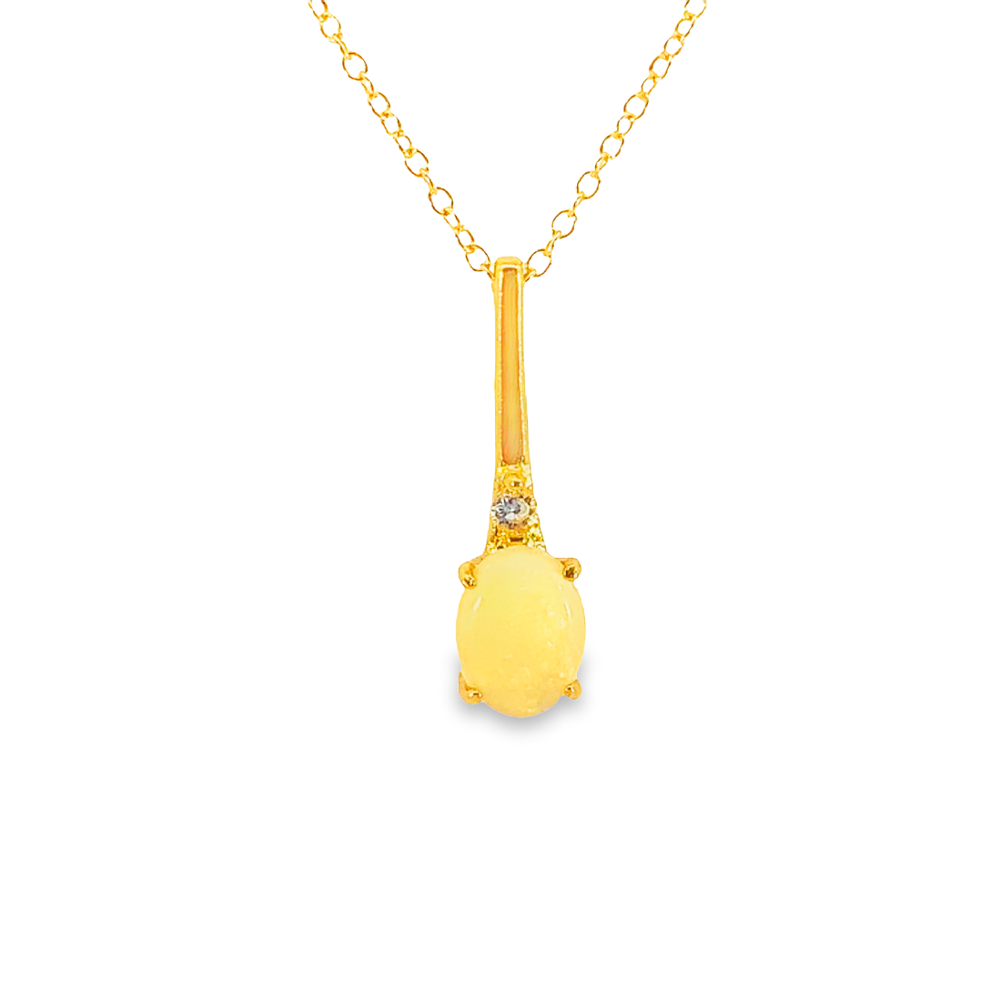 Gold plated drop style 8x6mm White Opal pendant - Masterpiece Jewellery Opal & Gems Sydney Australia | Online Shop