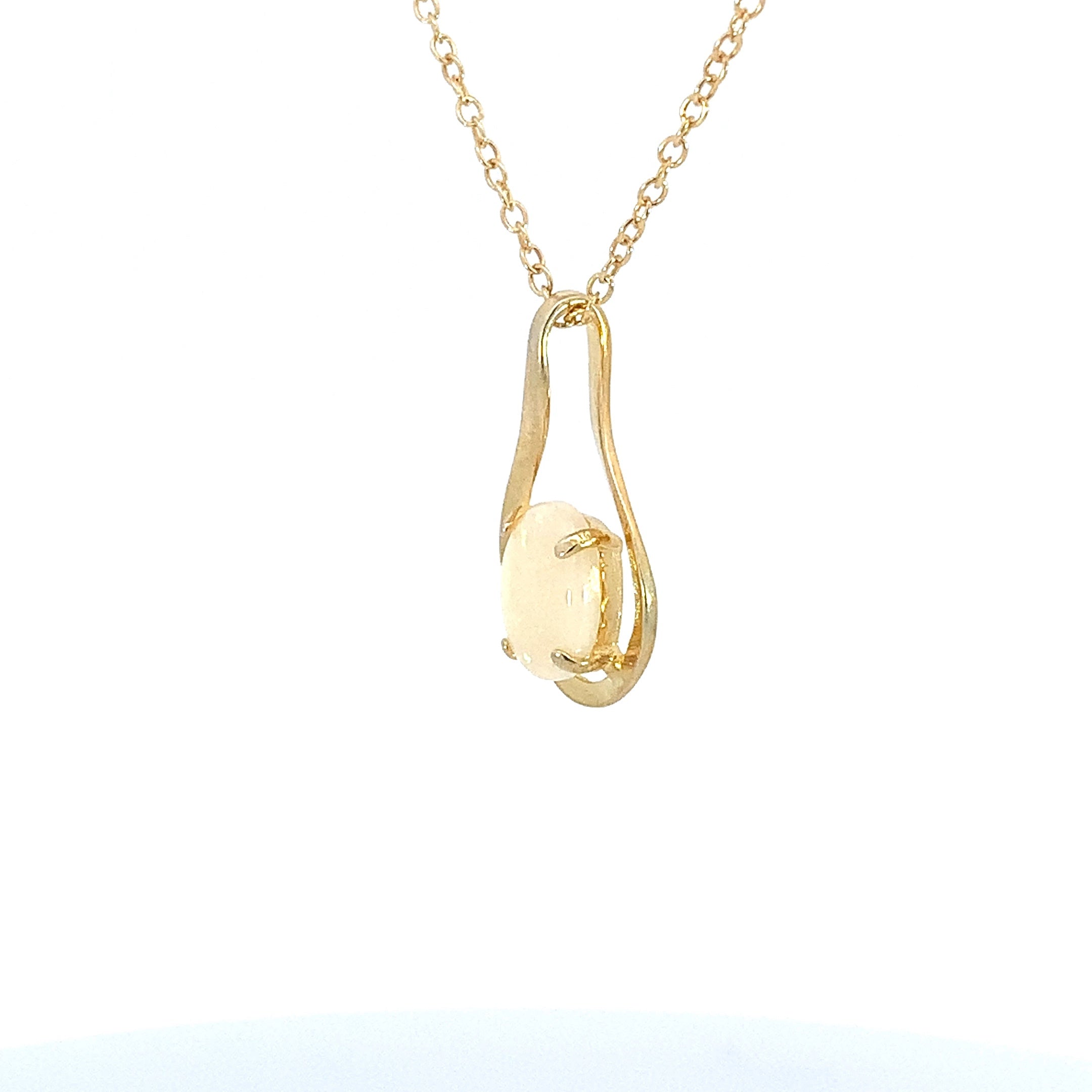 Gold Plated 8x6mm White Opal teardrop loop design pendant - Masterpiece Jewellery Opal & Gems Sydney Australia | Online Shop