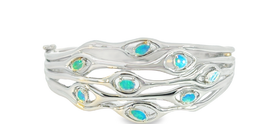 Sterling Silver wave cut out bangle 0.92ct - Masterpiece Jewellery Opal & Gems Sydney Australia | Online Shop