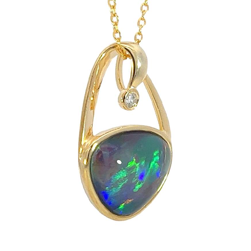 Gold plated silver Opal triplet freeform 11x14mm pendant - Masterpiece Jewellery Opal & Gems Sydney Australia | Online Shop