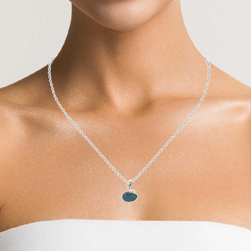 Sterling Silver Opal doublet 19.1x13.4mm pendant - Masterpiece Jewellery Opal & Gems Sydney Australia | Online Shop