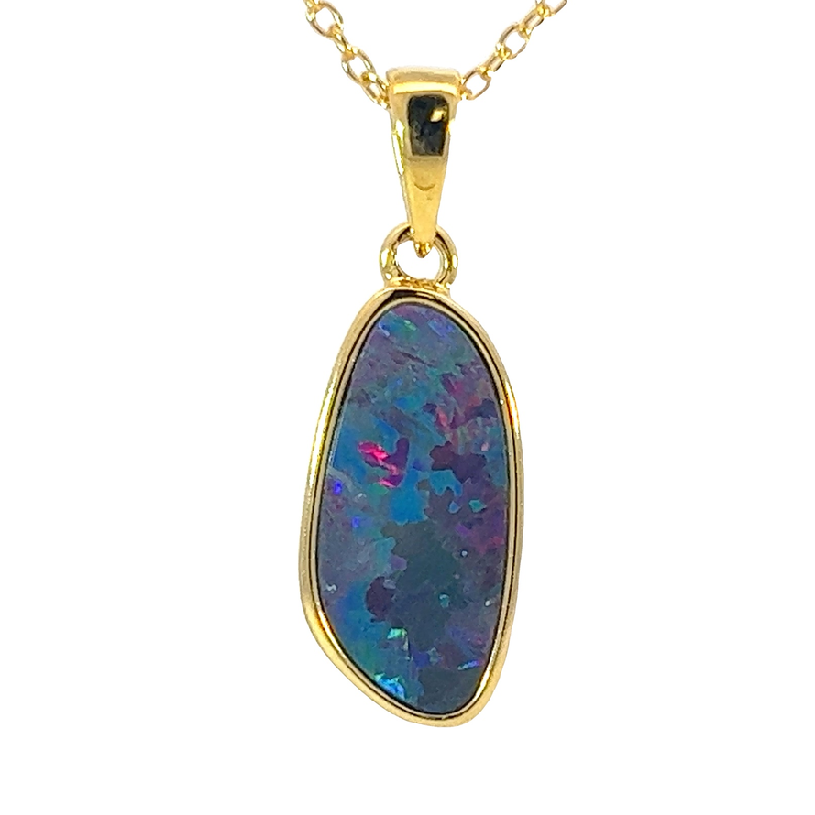 Gold Plated Silver Opal doublet 23.2x8mm pendant - Masterpiece Jewellery Opal & Gems Sydney Australia | Online Shop