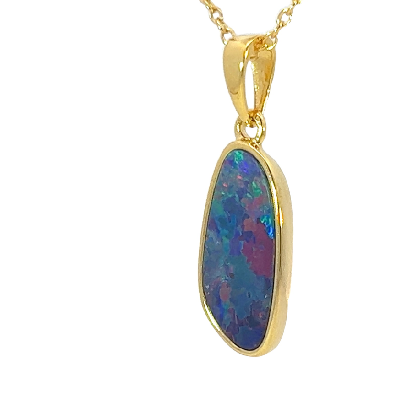 Gold Plated Silver Opal doublet 23.2x8mm pendant - Masterpiece Jewellery Opal & Gems Sydney Australia | Online Shop
