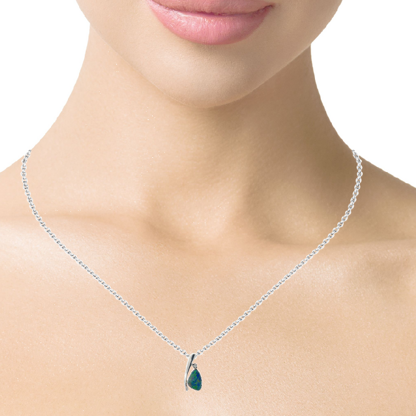 Sterling Silver Opal doublet 20.7x9.4mm pendant - Masterpiece Jewellery Opal & Gems Sydney Australia | Online Shop