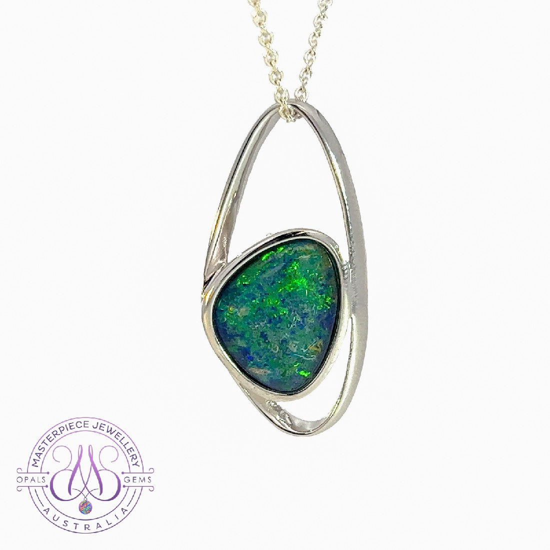 Sterling Silver freeform Opal triplet 30.6x15.1mm pendant - Masterpiece Jewellery Opal & Gems Sydney Australia | Online Shop