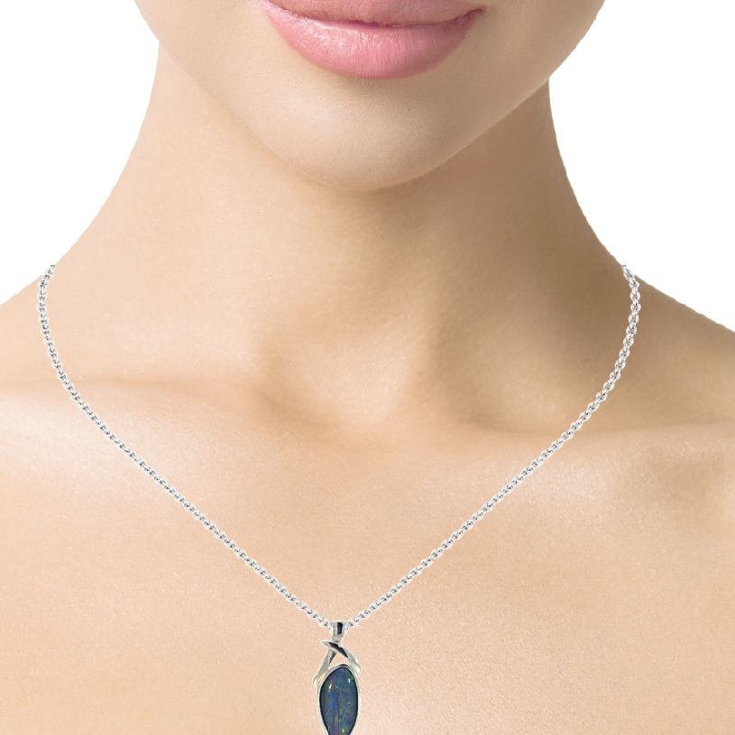 Sterling Silver Opal triplet pendant 28.6x11.1mm - Masterpiece Jewellery Opal & Gems Sydney Australia | Online Shop