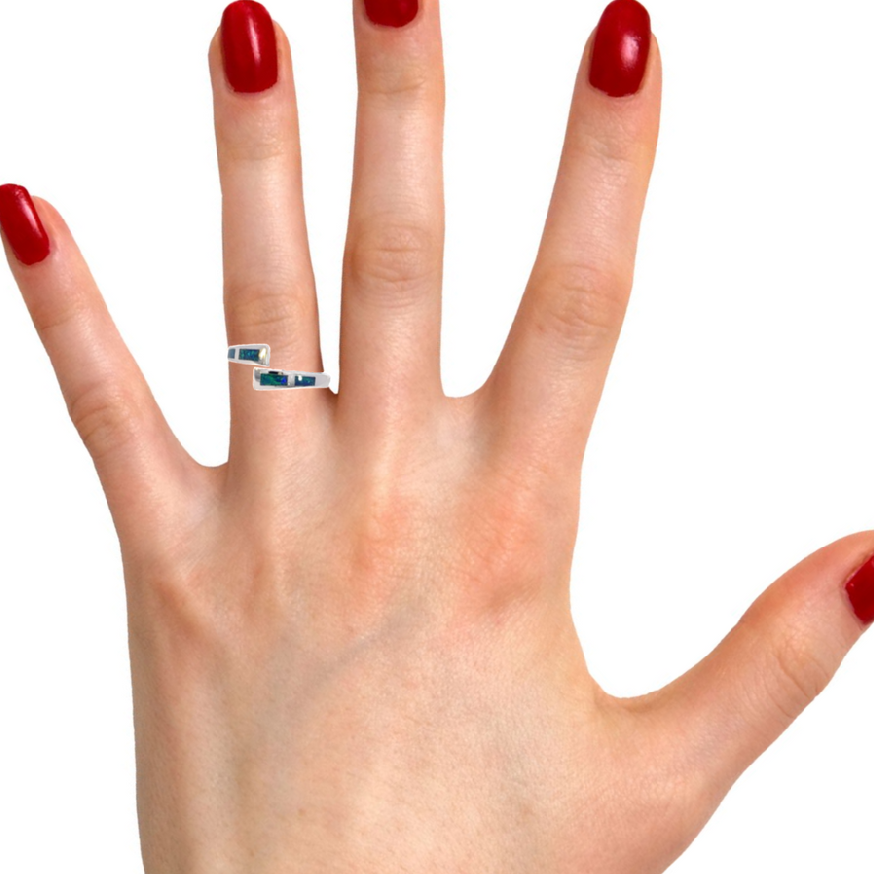 Sterling Silver split shank Opal inlay ring - Masterpiece Jewellery Opal & Gems Sydney Australia | Online Shop