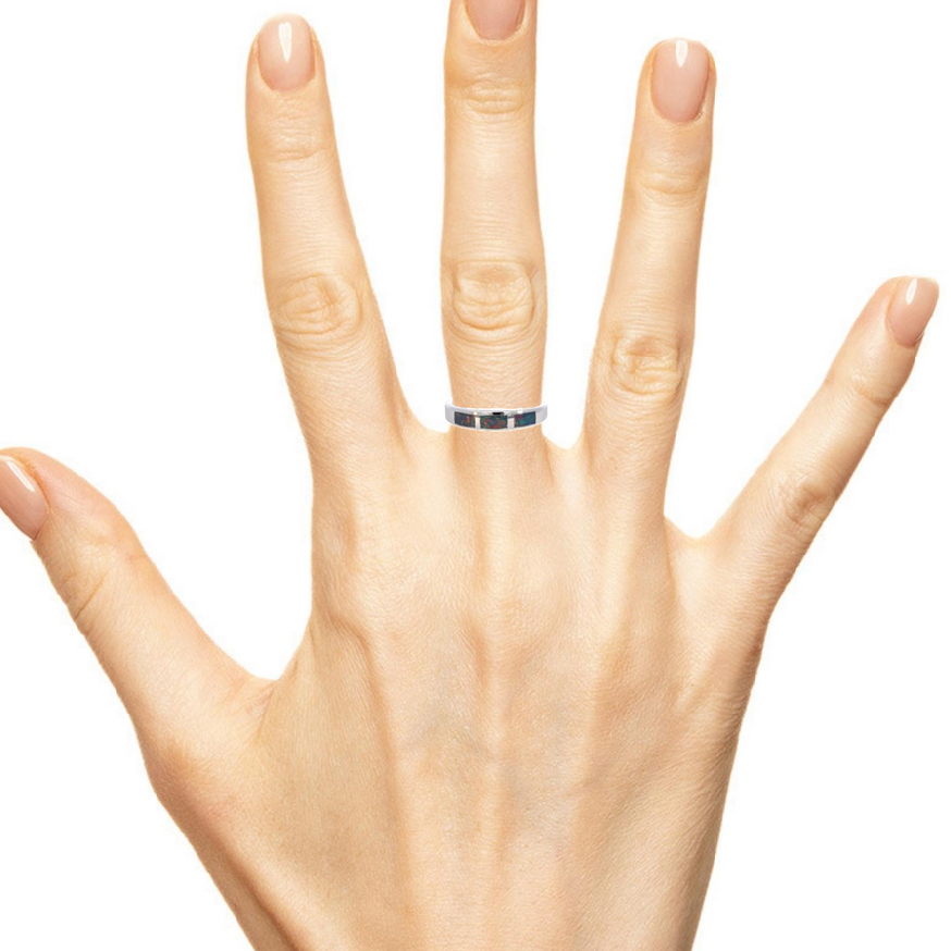 Silver Opal inlay straight band ring - Masterpiece Jewellery Opal & Gems Sydney Australia | Online Shop