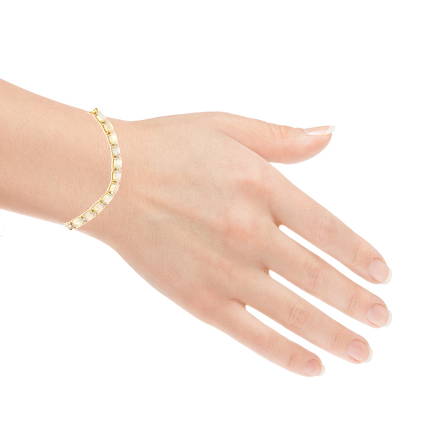 Gold Plate Silver 6x4mm White Opal tennis bracelet style - Masterpiece Jewellery Opal & Gems Sydney Australia | Online Shop