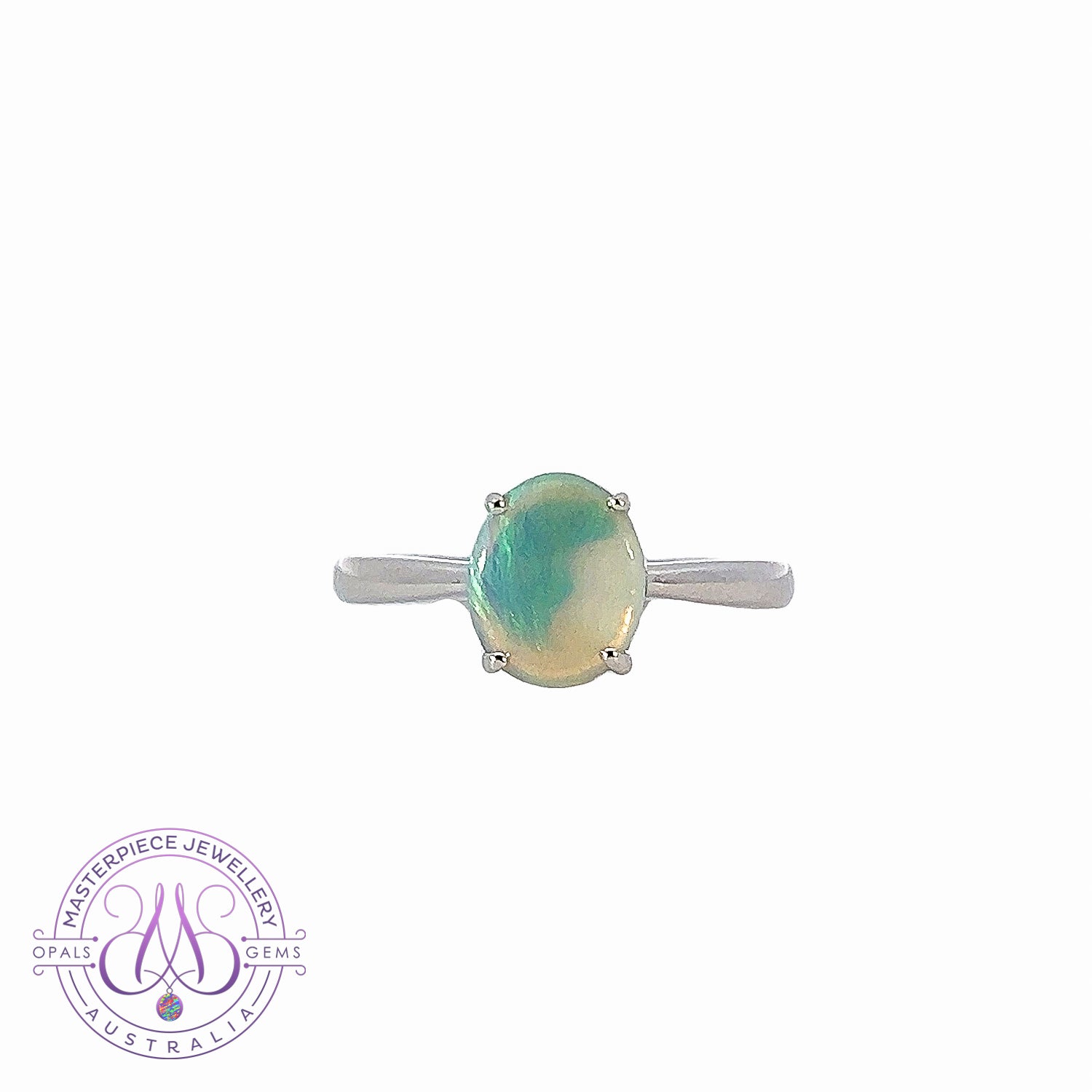 Sterling Silver 9x7.5mm Black Opal solitaire ring