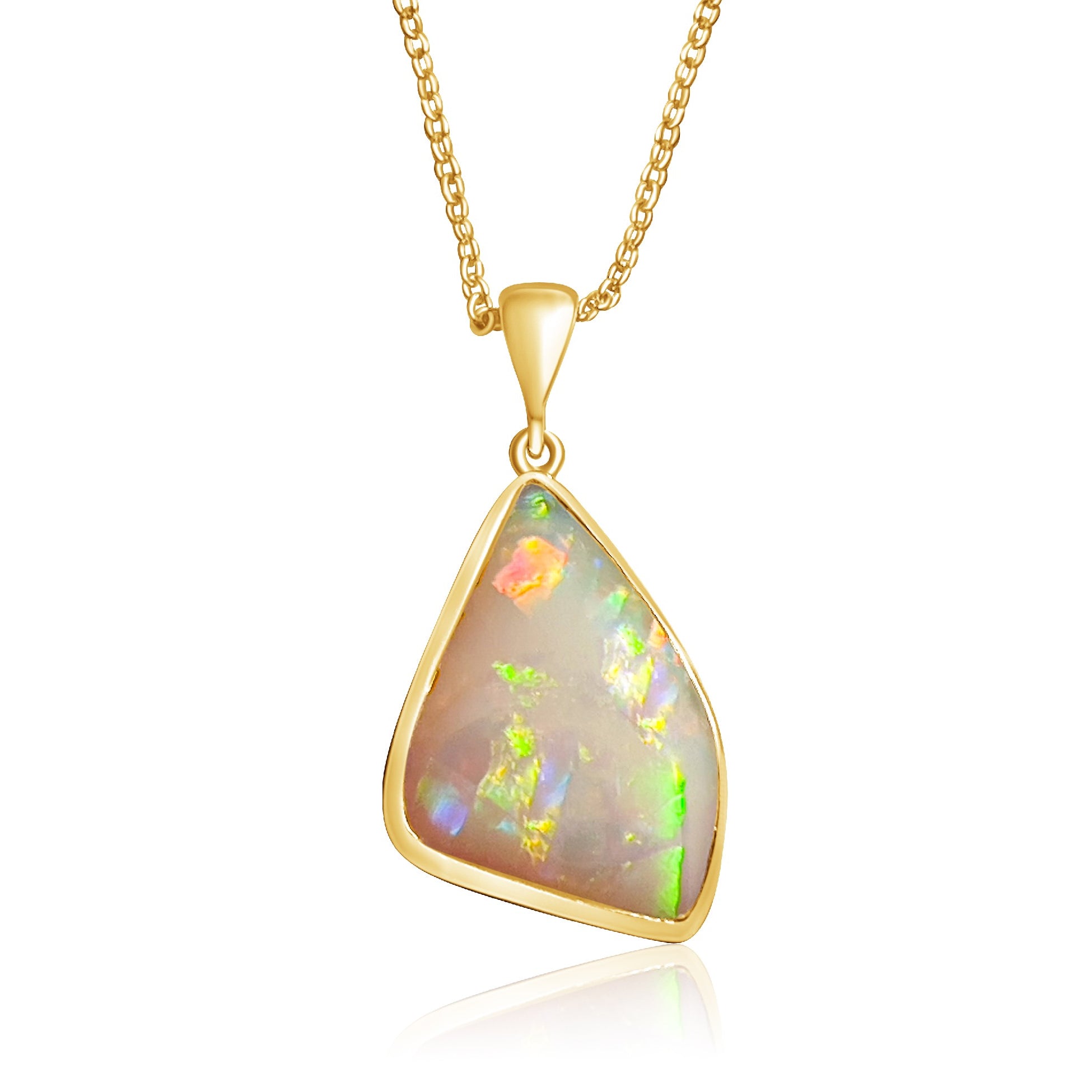 18kt Yellow Gold freeform White Opal 5.6ct pendant - Masterpiece Jewellery Opal & Gems Sydney Australia | Online Shop