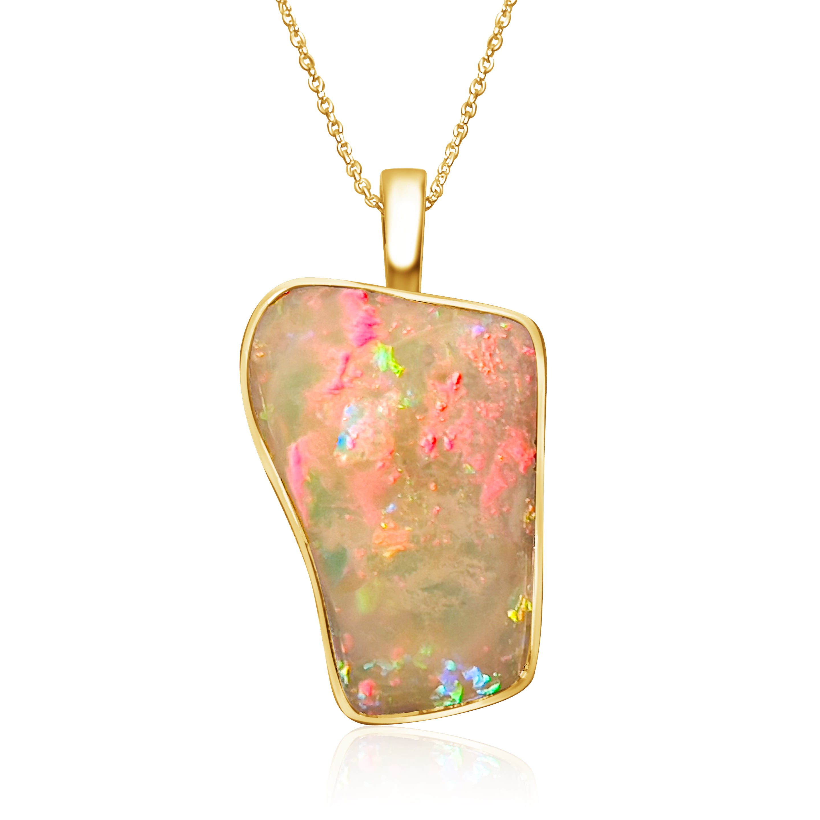 18kt Yellow Gold White Opal freeform 20.5ct pendant enhancer - Masterpiece Jewellery Opal & Gems Sydney Australia | Online Shop