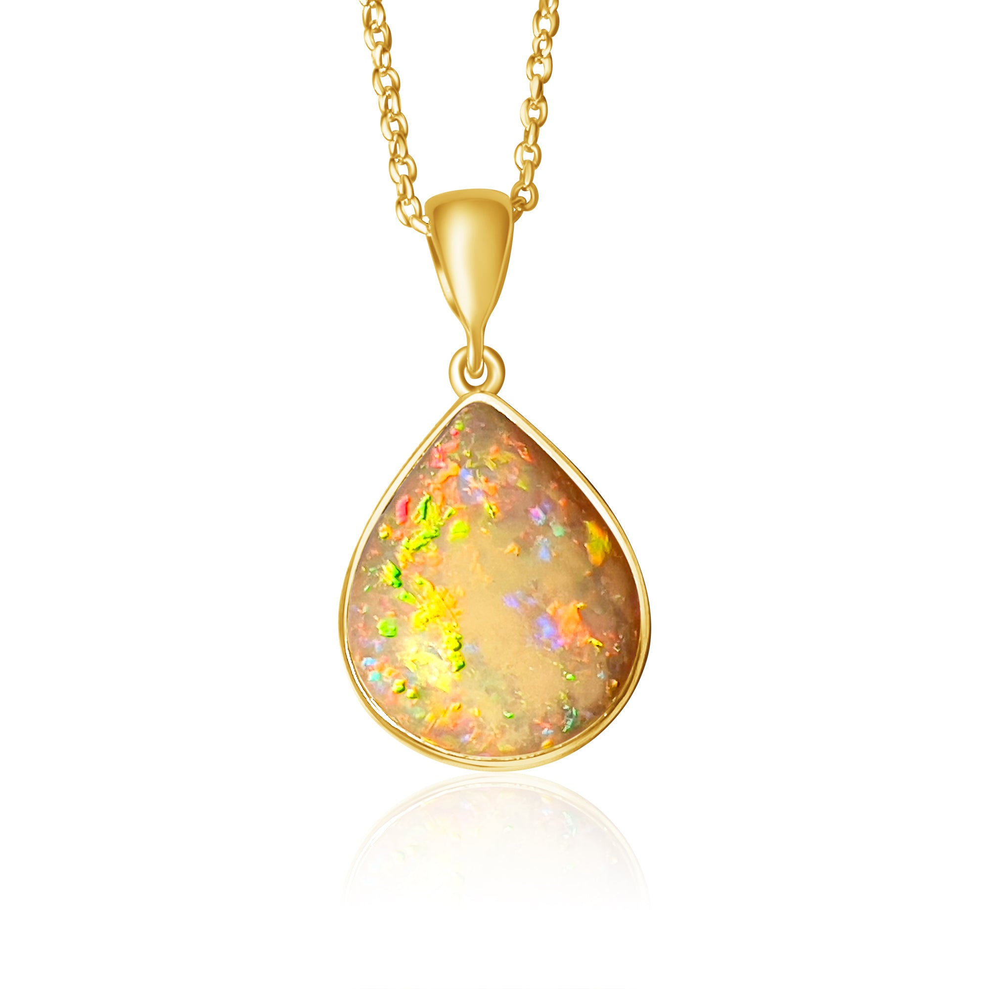 18kt Yellow Gold pearshape 4.25ct White Opal pendant - Masterpiece Jewellery Opal & Gems Sydney Australia | Online Shop