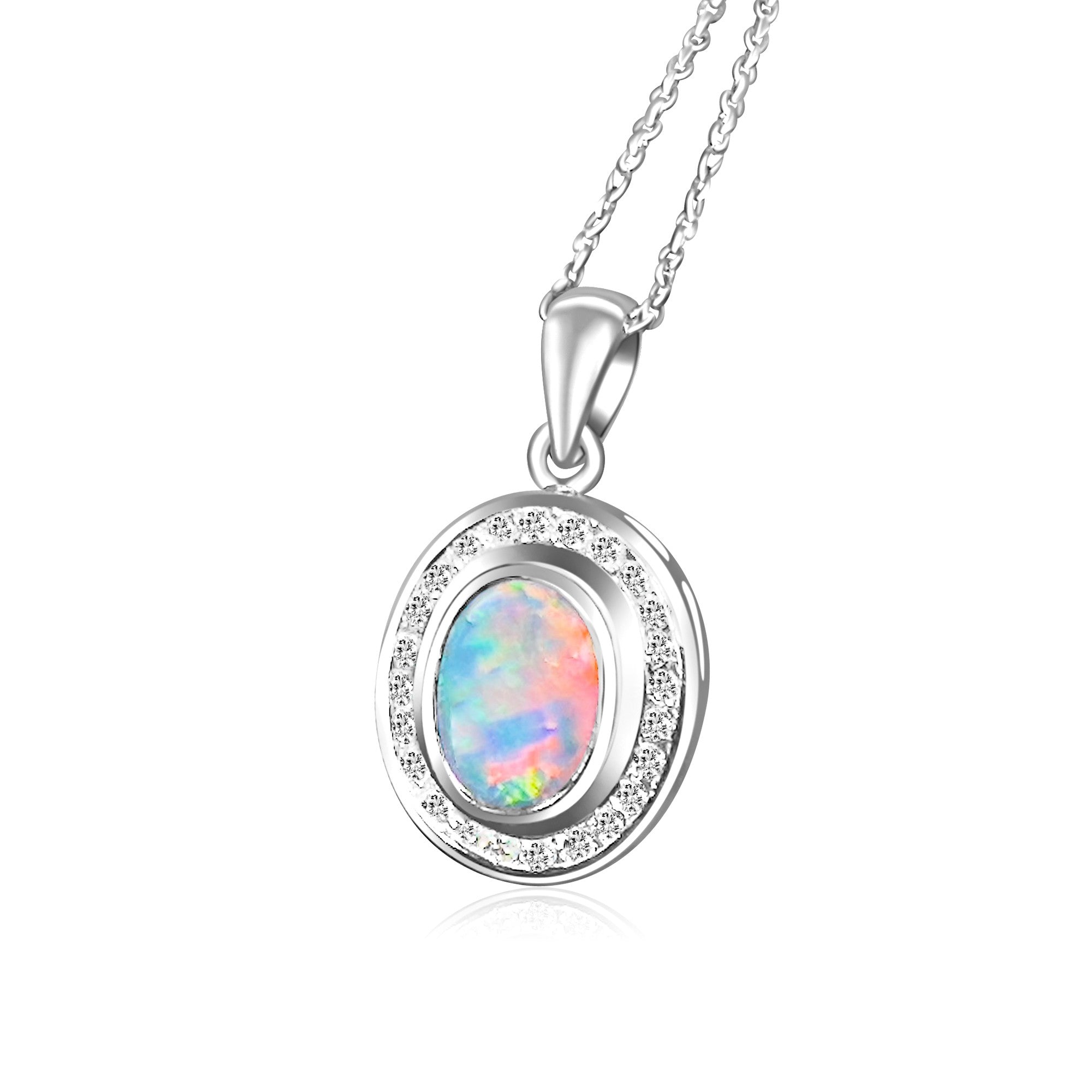 18kt White gold halo Black Opal 1.92ct Red flash pendant with diamonds pendant - Masterpiece Jewellery Opal & Gems Sydney Australia | Online Shop