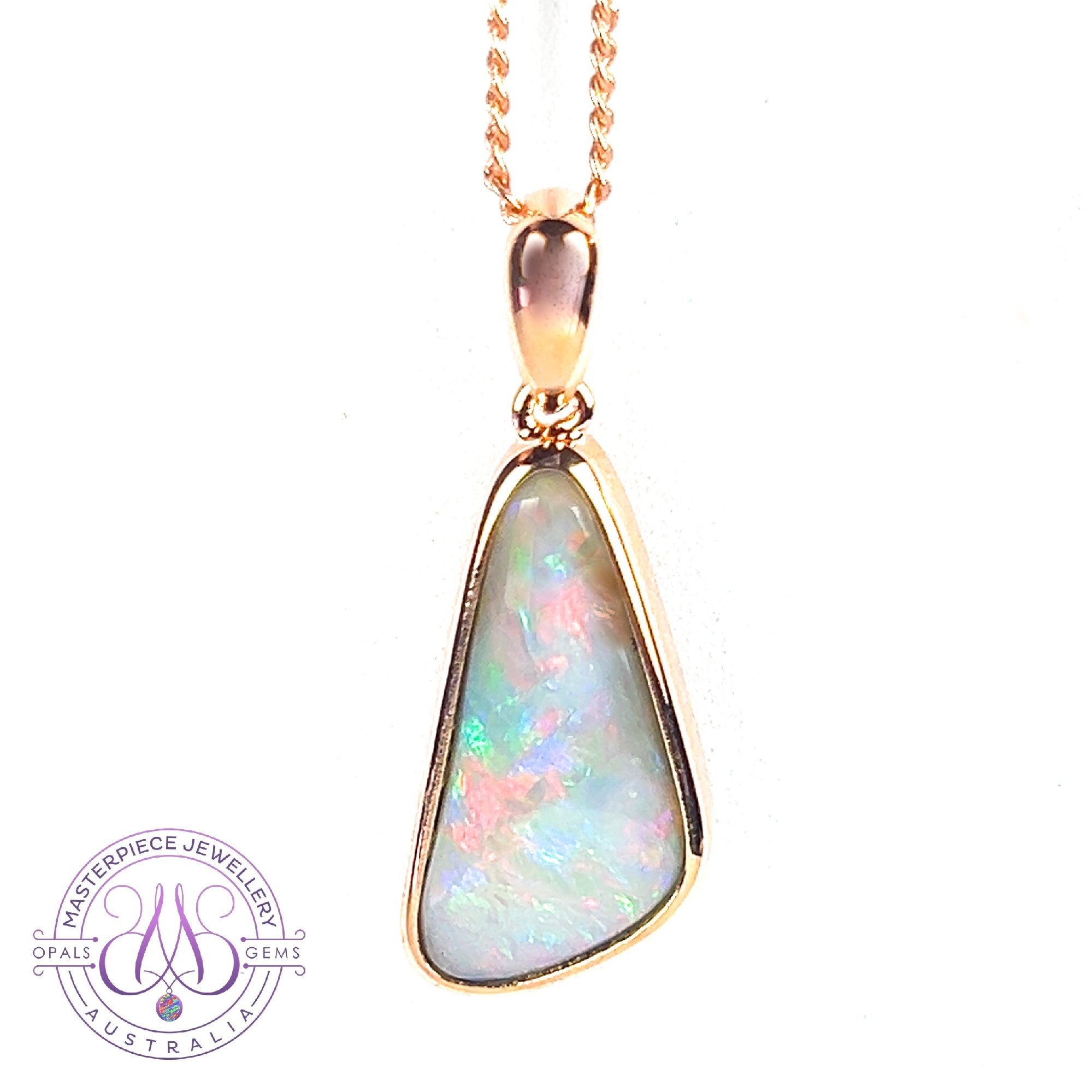 Rose Gold plated Sterling Silver Black Opal 3.86ct bezel pendant