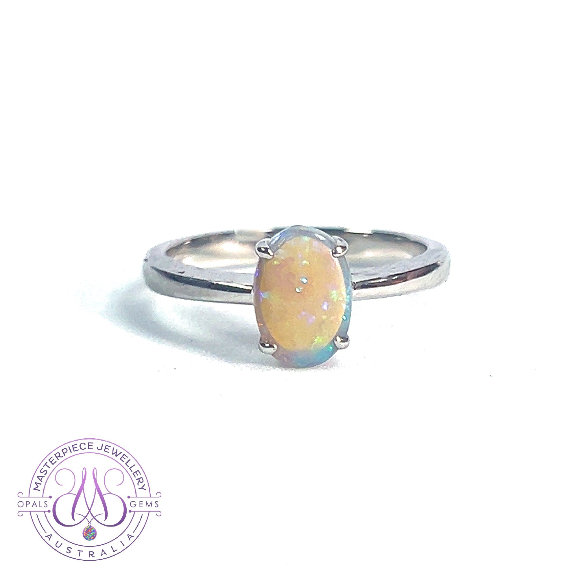 Sterling Silver Black Opal 0.84ct Oval solitaire ring