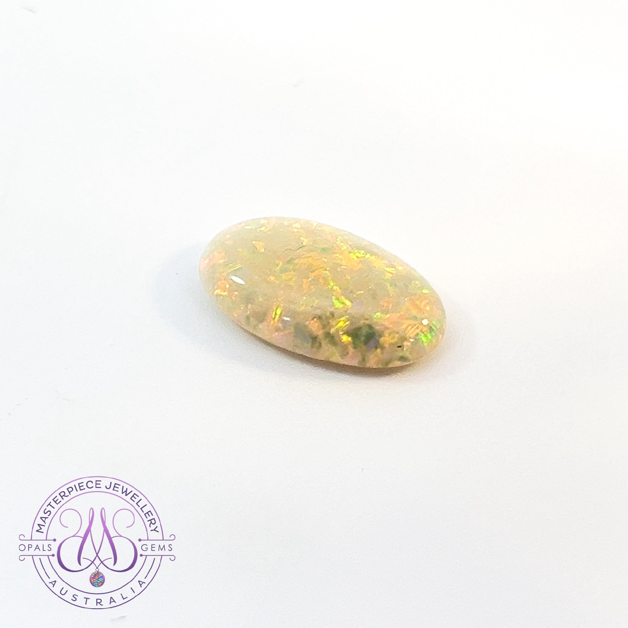 One White Opal Oval 3.2ct Red fire