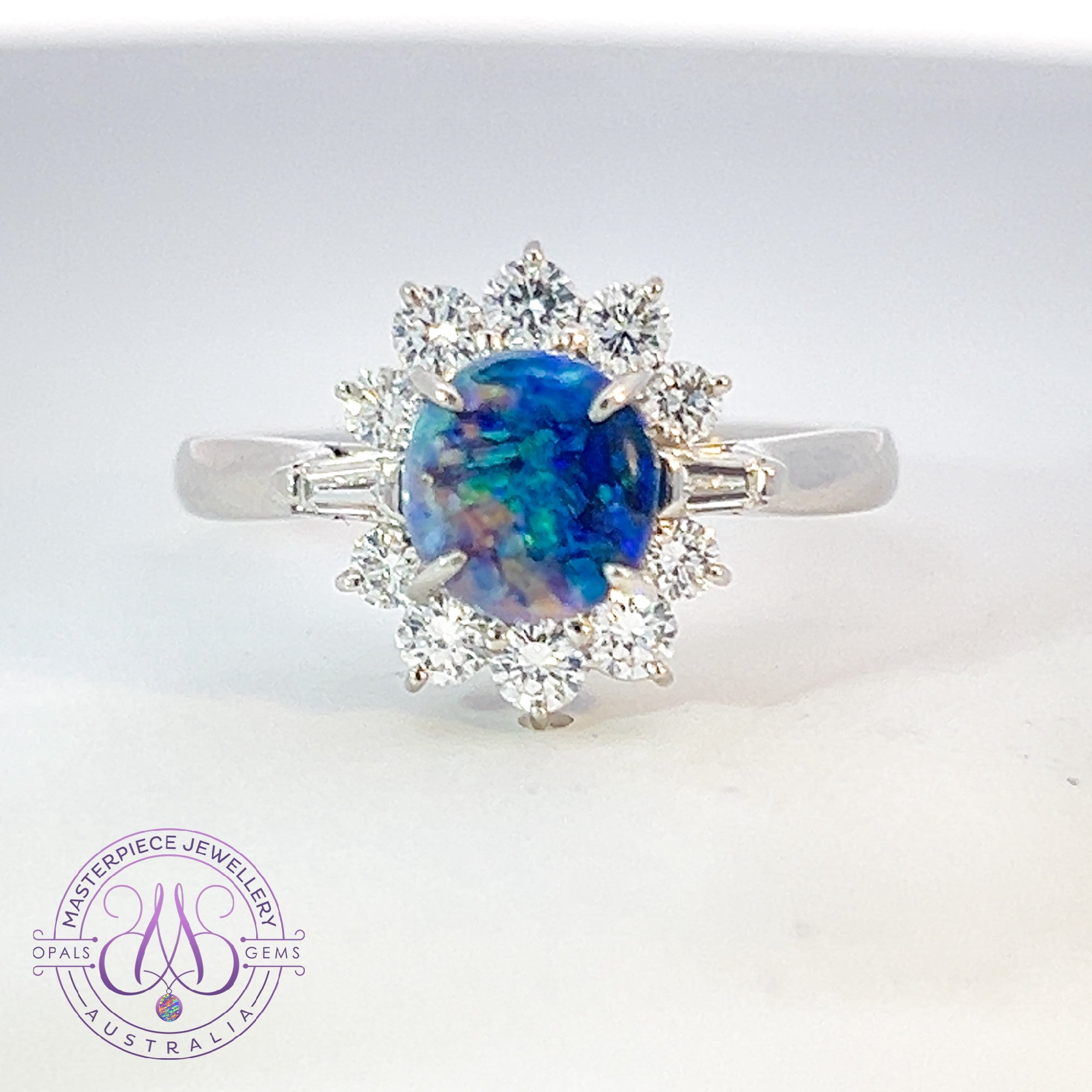 One Platinum Black Opal 1.17ct and Diamond 0.72ct ring