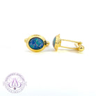 Gold plated sterling silver cufflinks double tube with 10x8mm Opal triplets