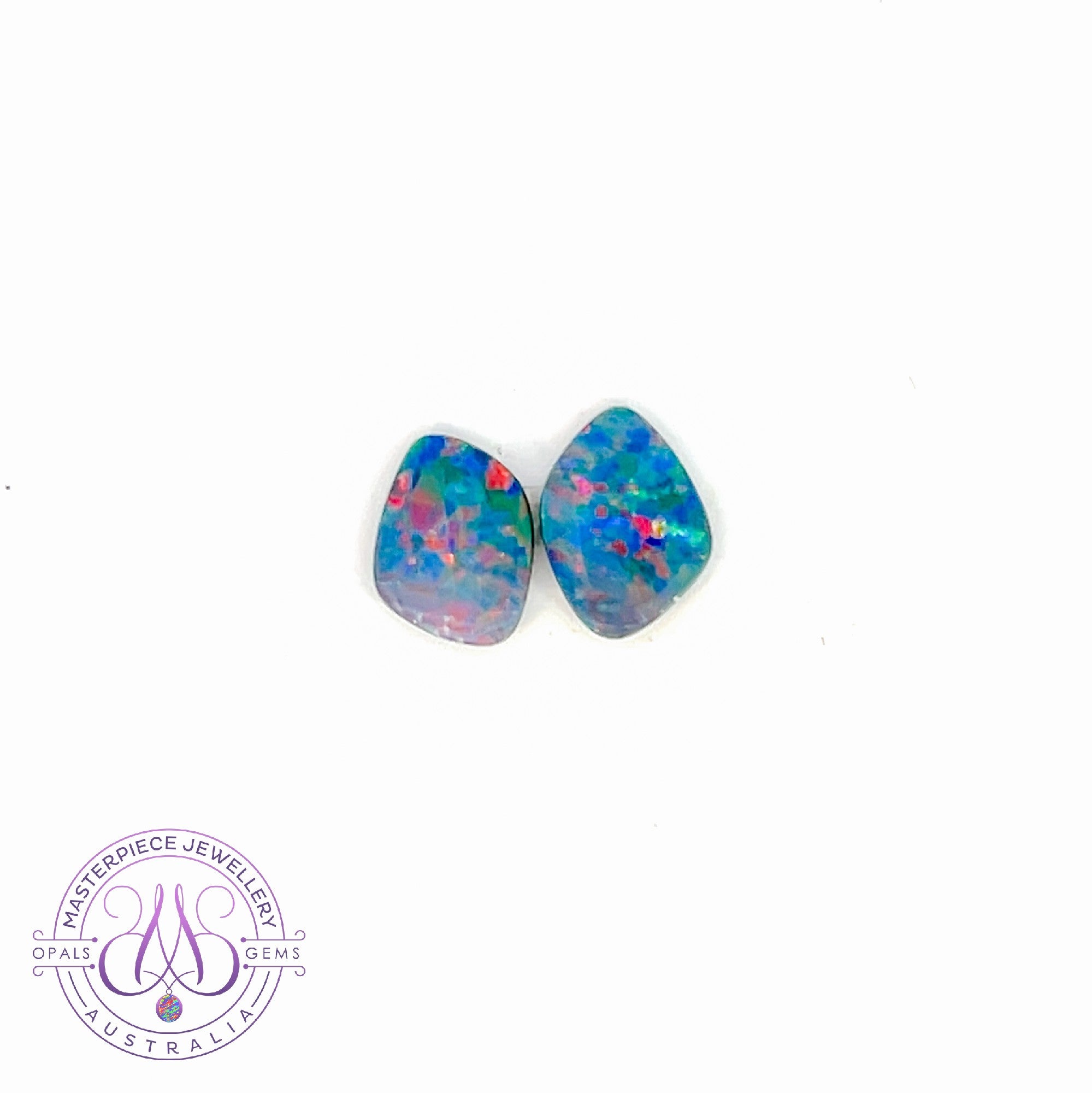 Pair of square shaped opal doublets 4.75ct