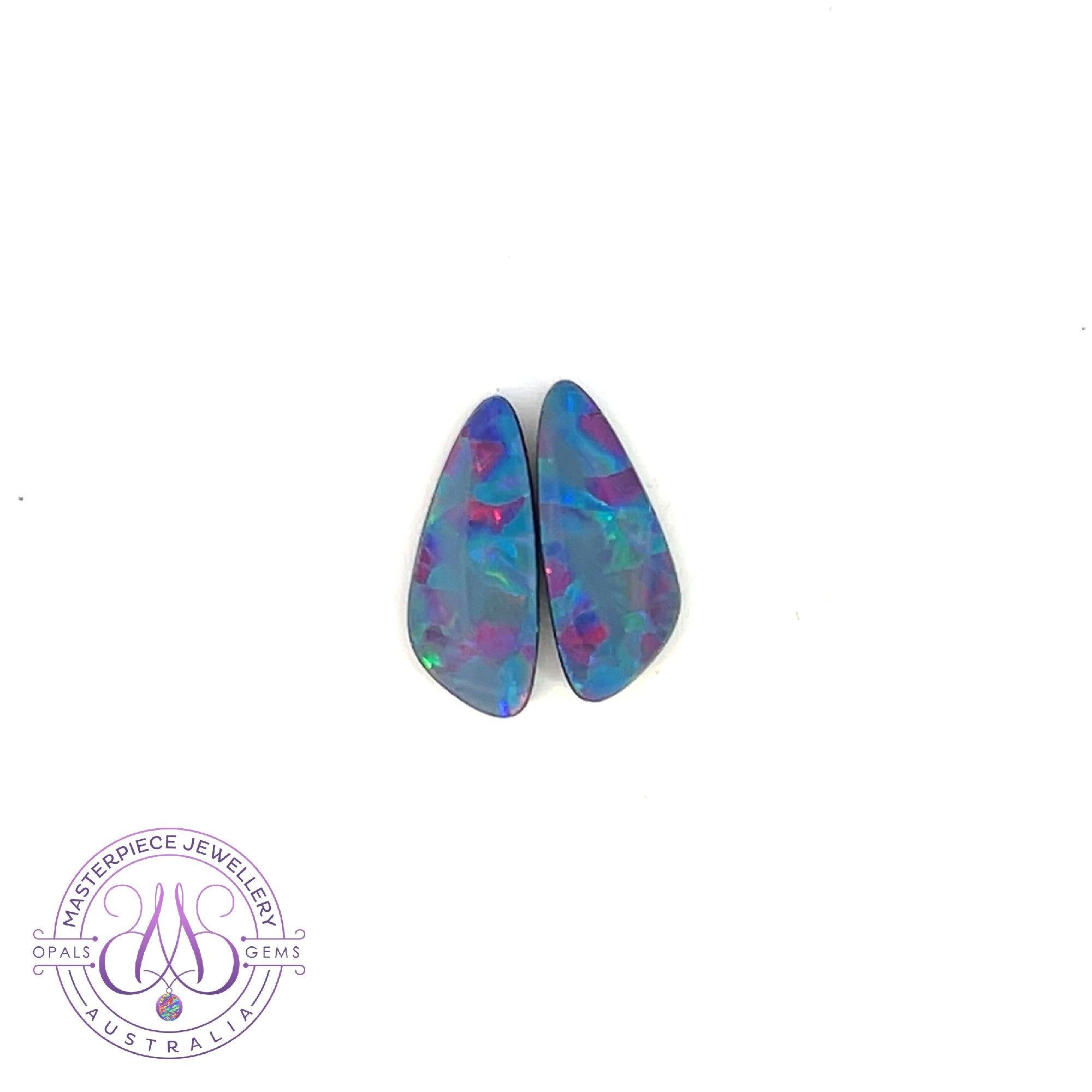 Pair of Opal doublet long triangle drop shape