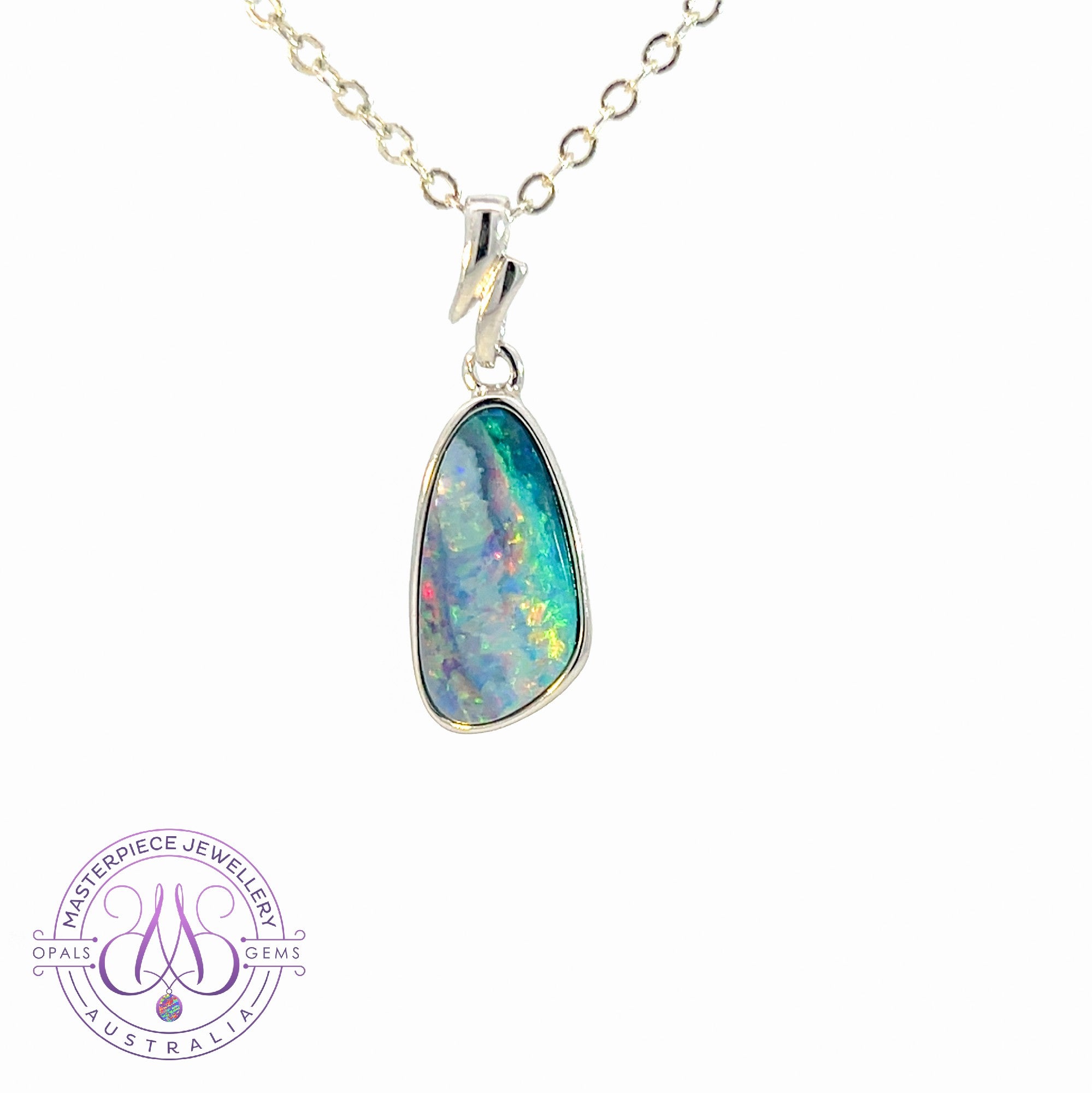 Sterling Silver Multi colour Opal doublet pendant