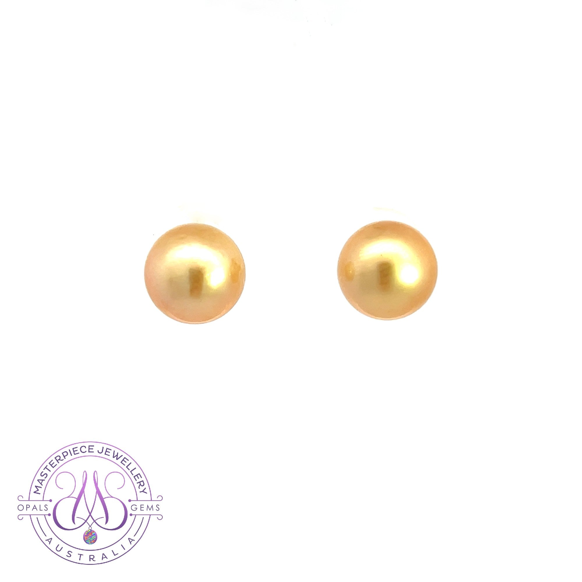 18kt Yellow Gold Golden South Sea Pearl 8-9mm studs