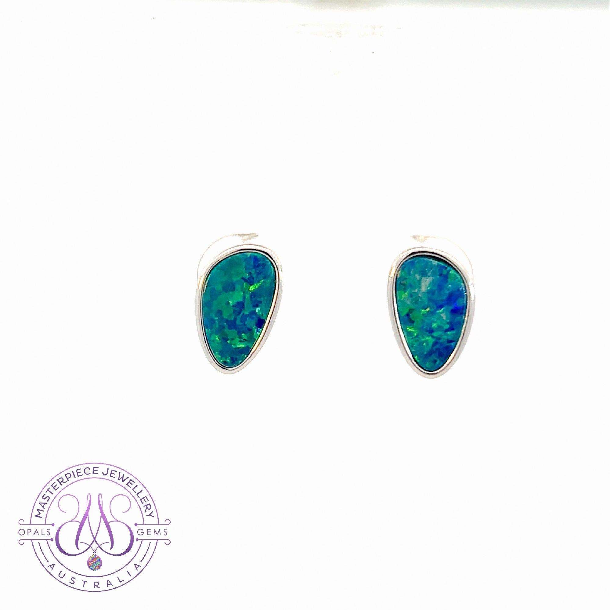 Sterling Silver Triangular shape Opal doublet studs