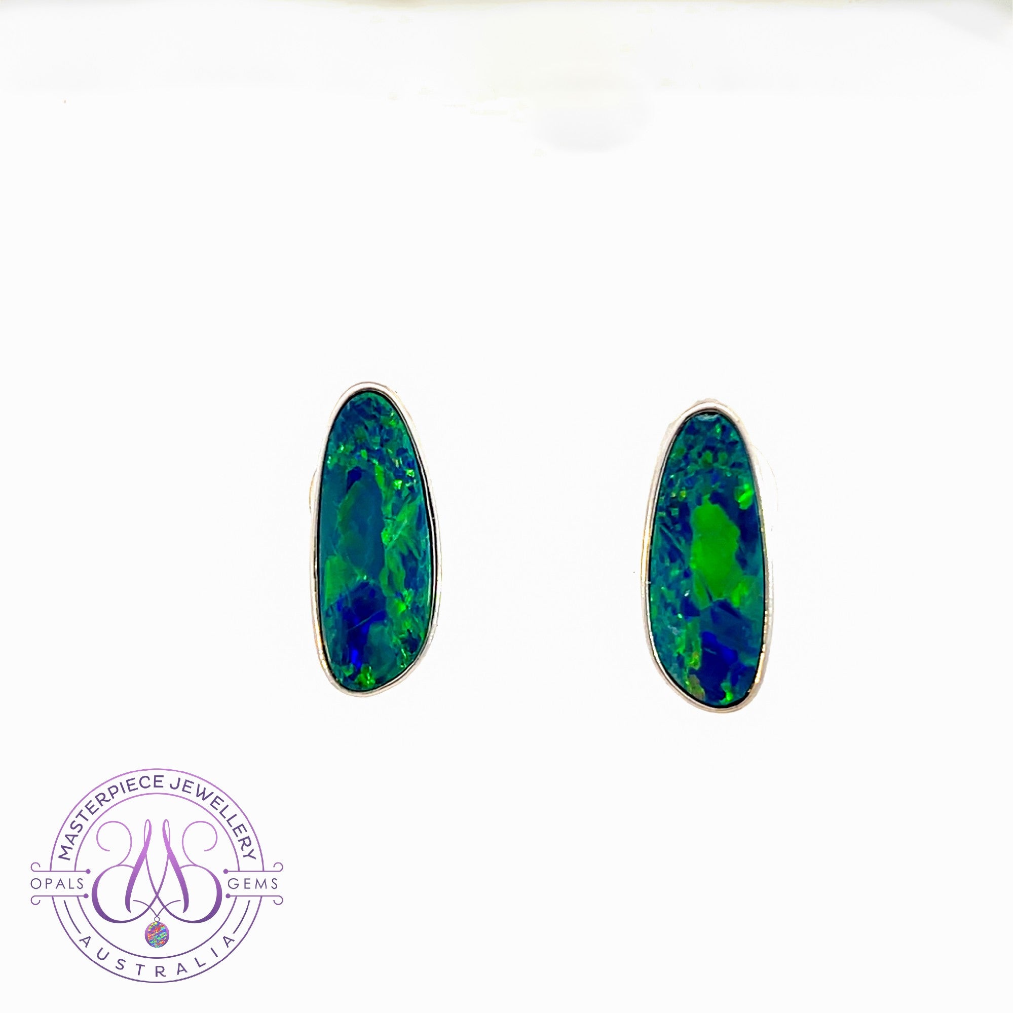 Sterling Silver Long studs Opal doublet earrings