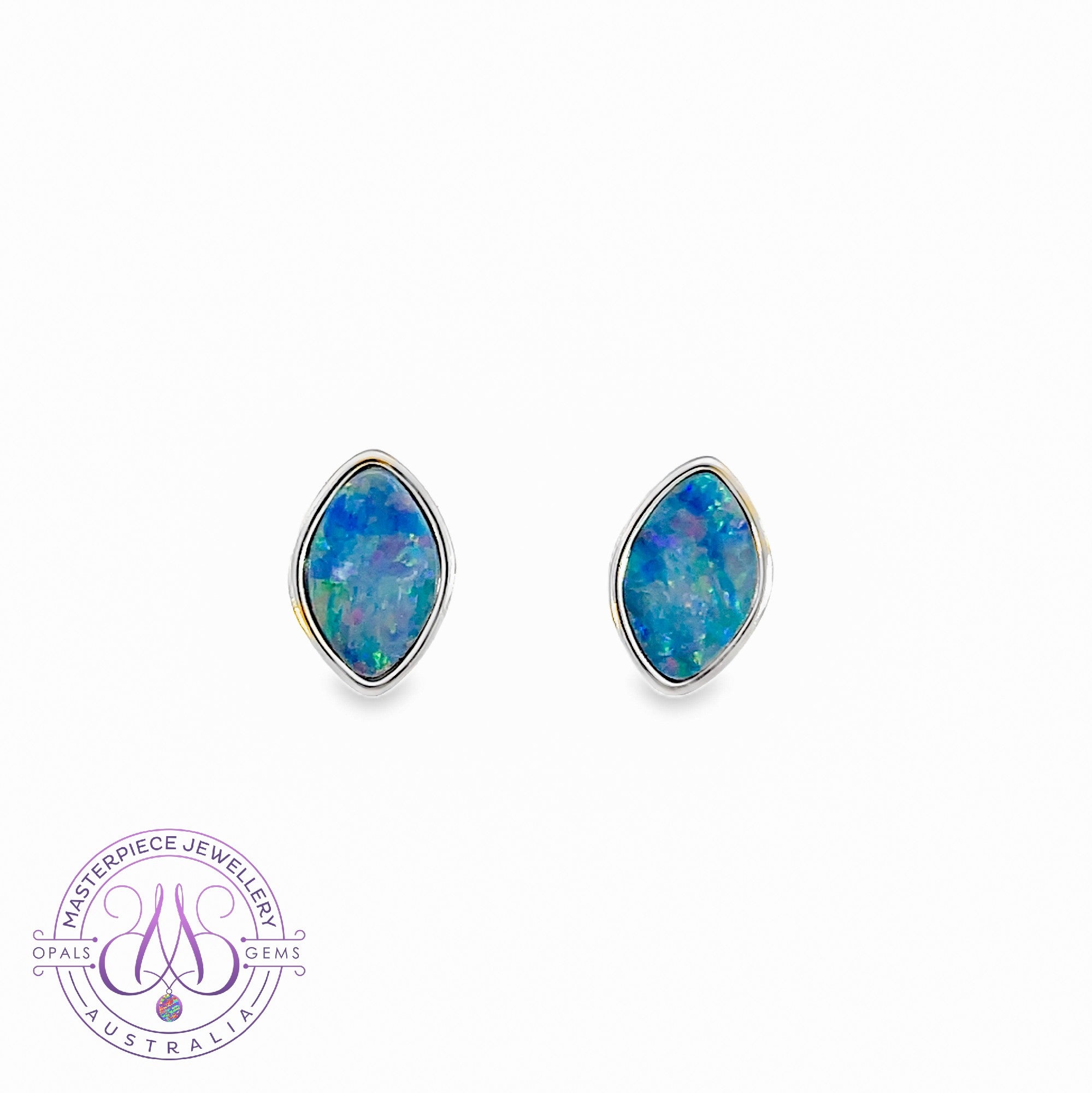 Sterling Silver Marquise shape Opal doublet stud earrings