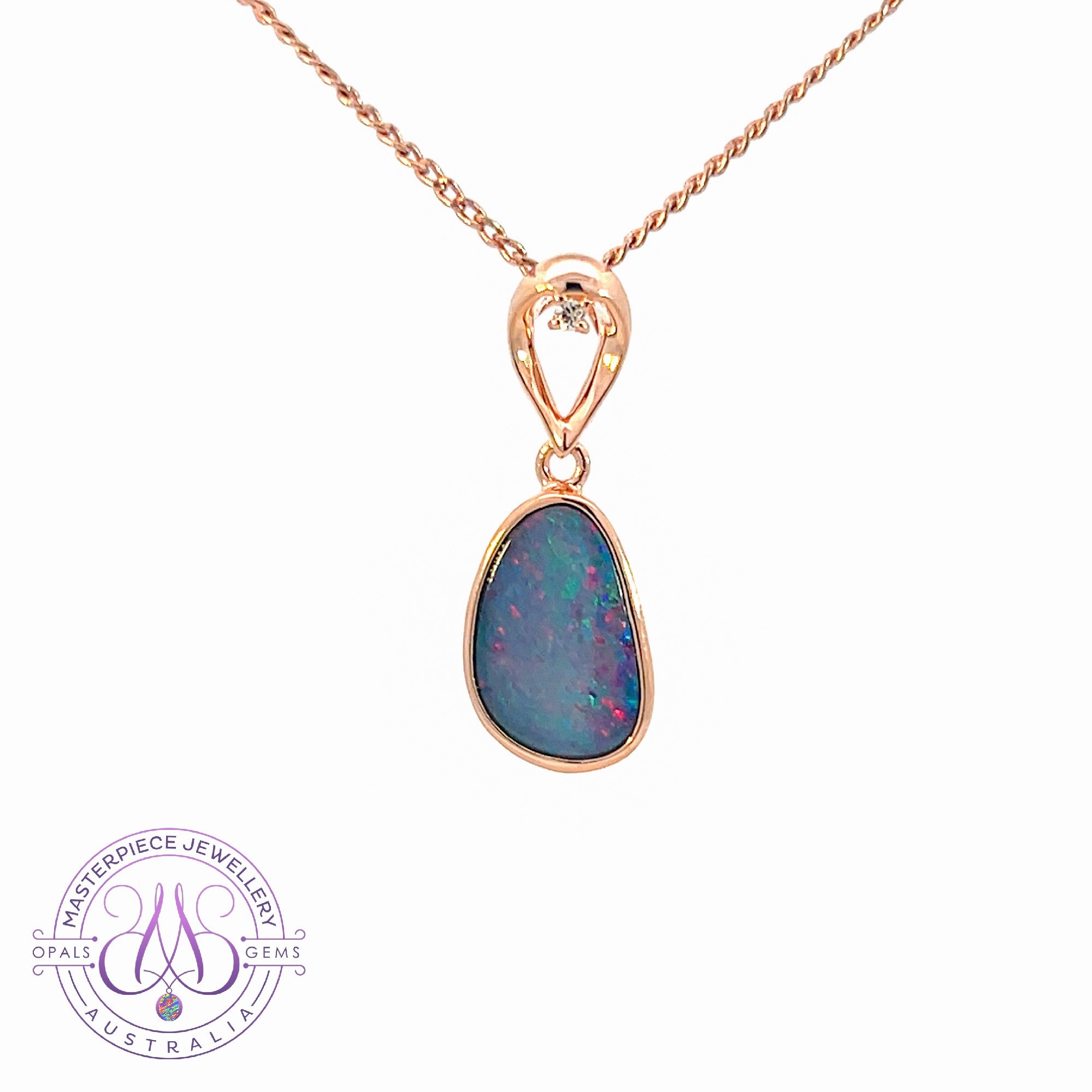 Rose Gold plated Sterling Silver pendant Purple Red Opal doublet pendant