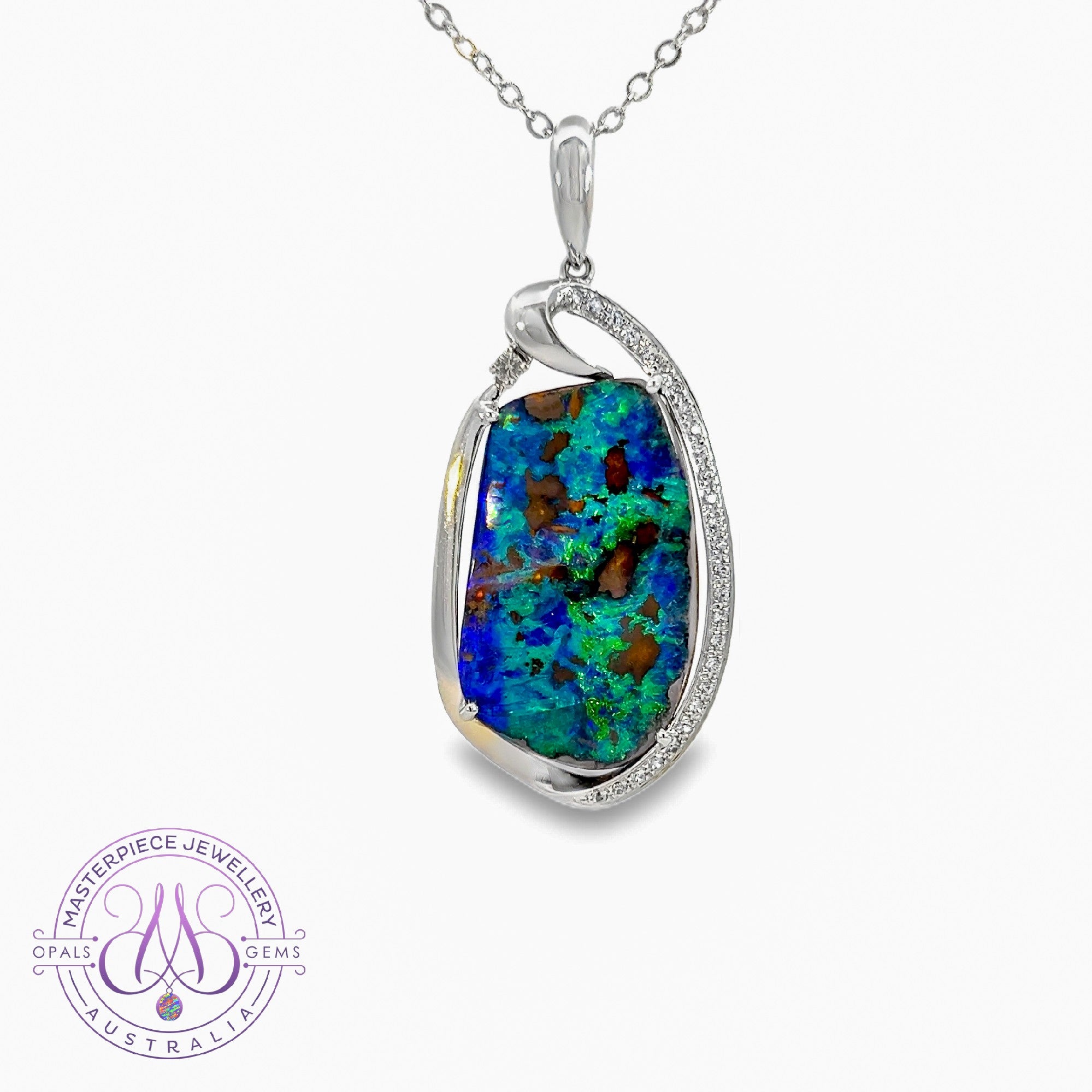 14kt White Gold Boulder Opal 27.56ct pendant