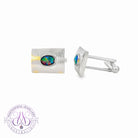 Sterling Silver rectangular cufflinks with 8x6mm Opal triplets