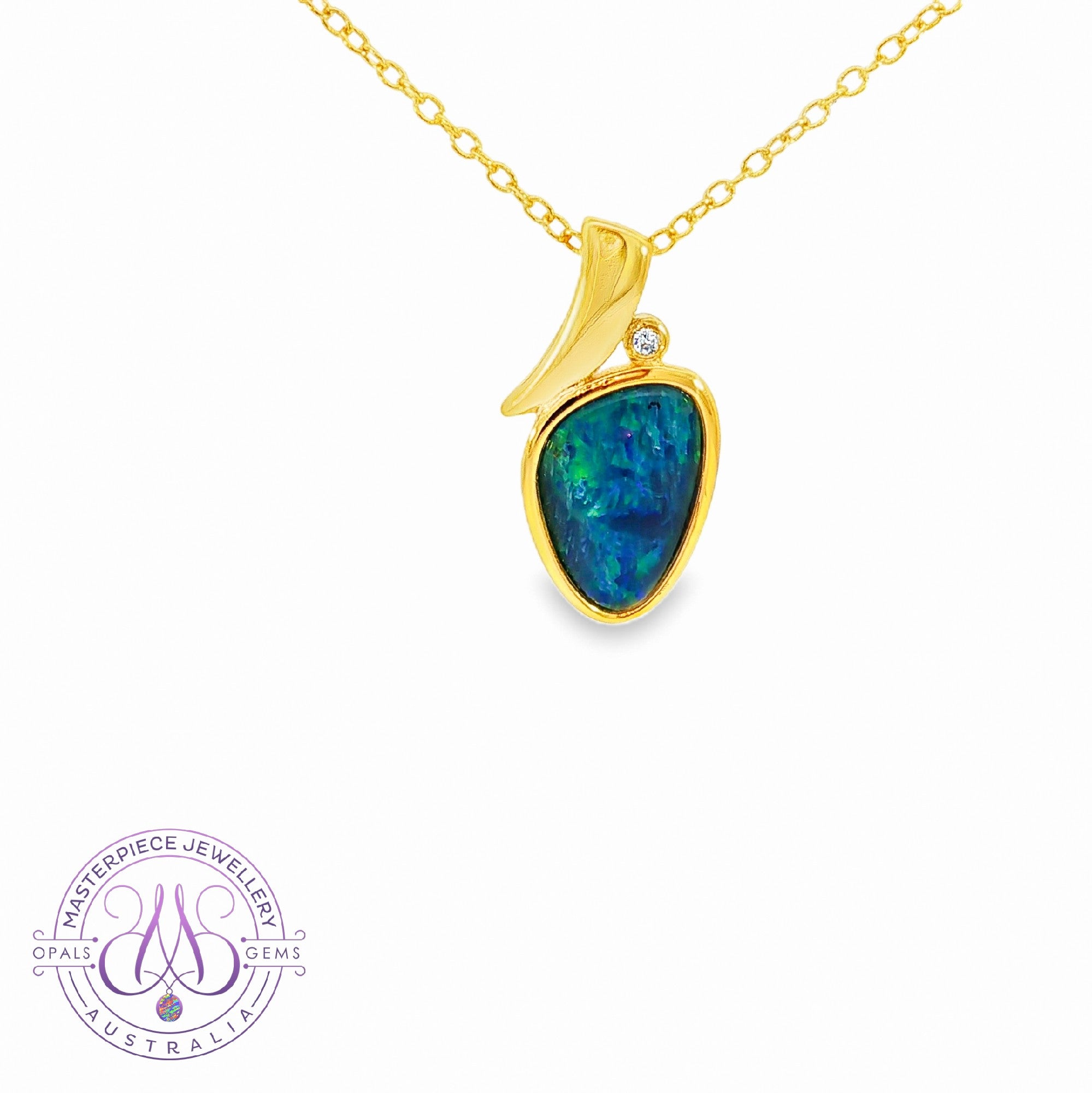 Gold Plated Sterling Silver triangular shape Opal triplet 11x7.5mm