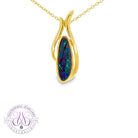 Gold Plated Silver freeform long shaped Opal doublet pendant