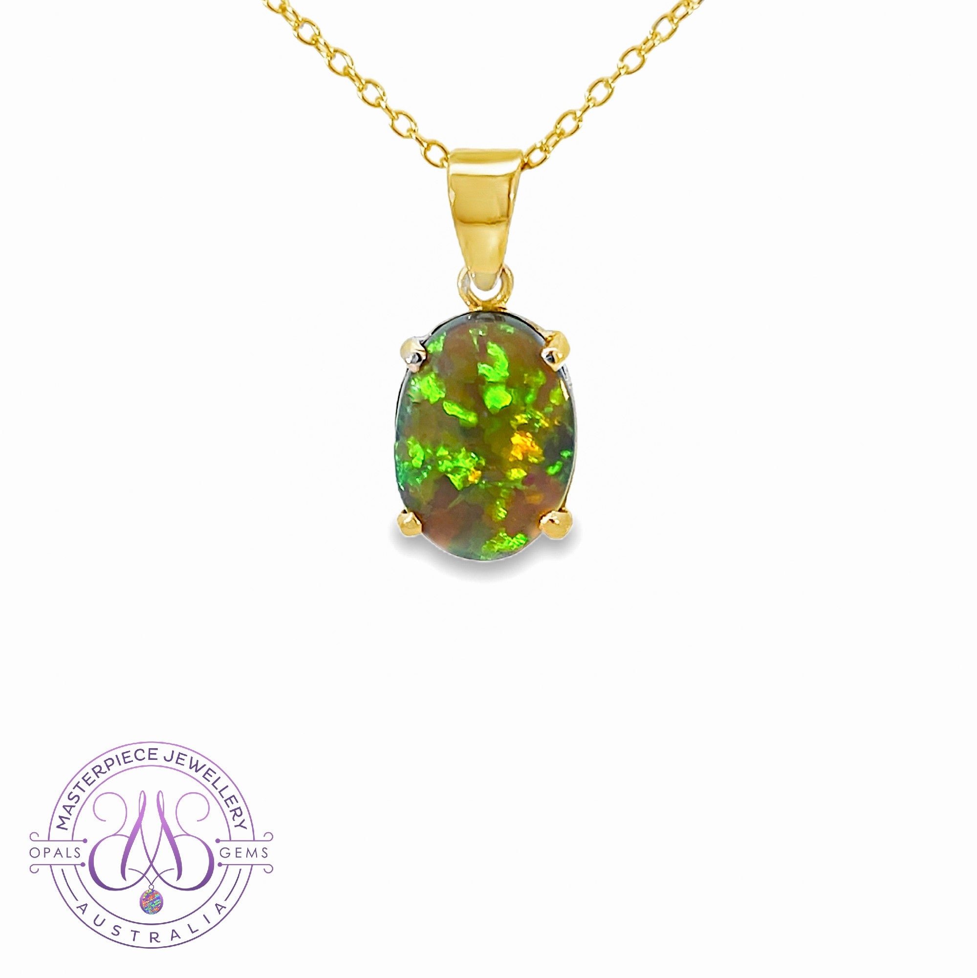 14kt Yellow Gold Black Opal 2.9ct pendant