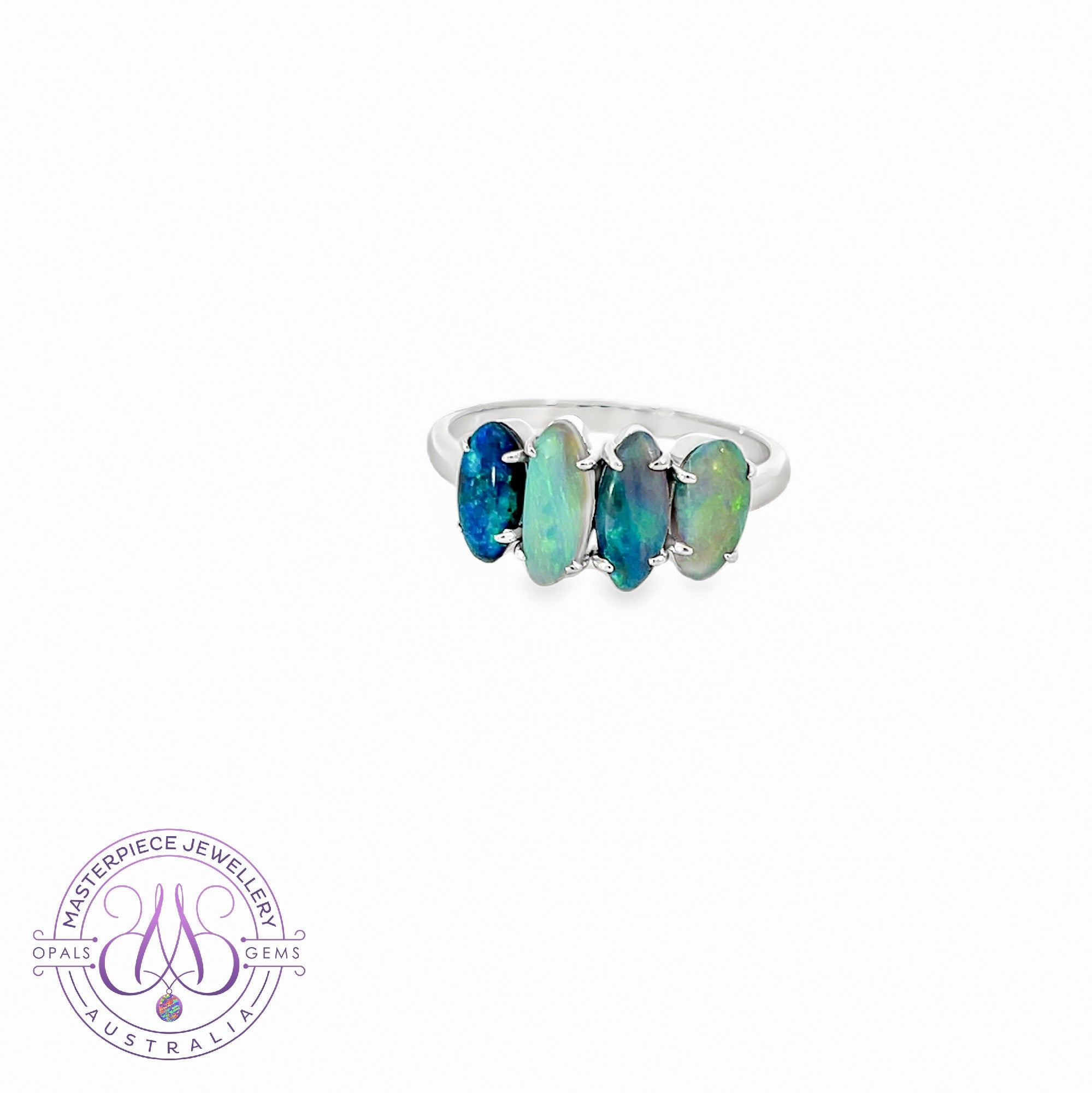 Sterling Silver Black Opal eternity band 2.03ct ring