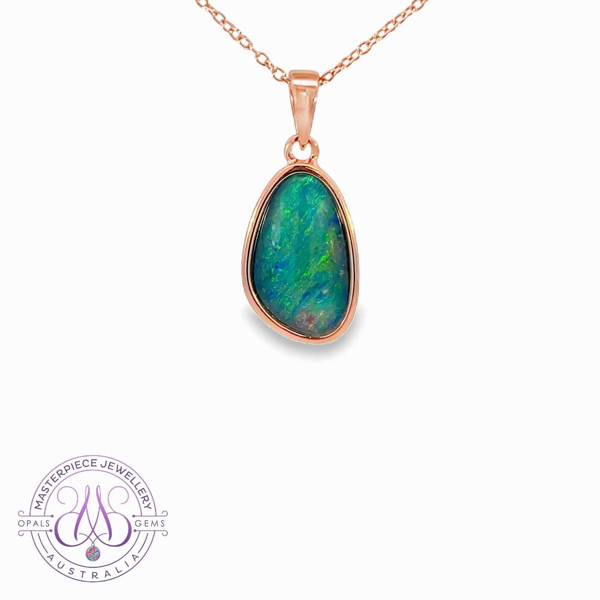 Rose Gold plated silver Opal triplet pendant