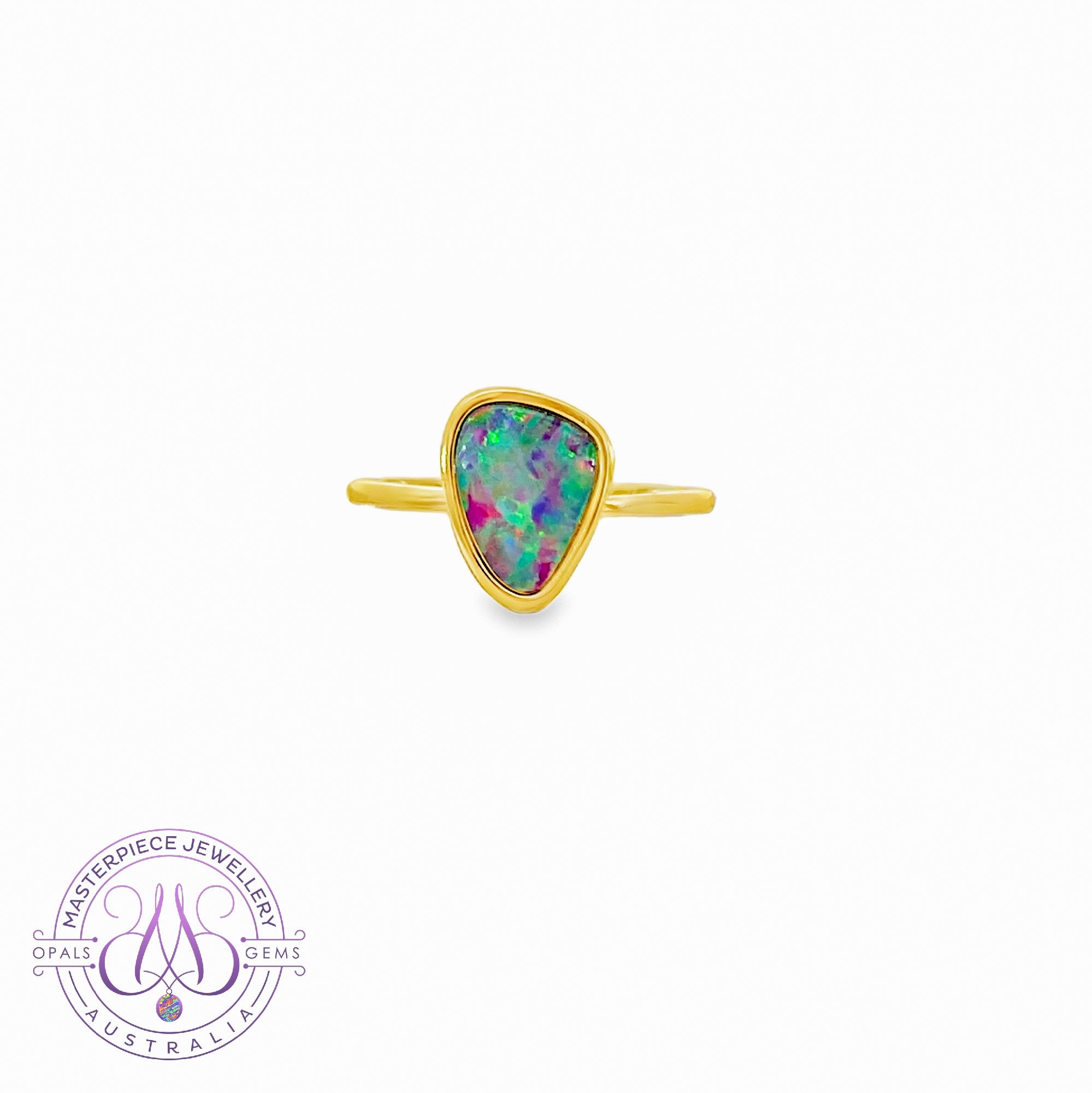 Gold Plated Opal 10x8mm doublet ring