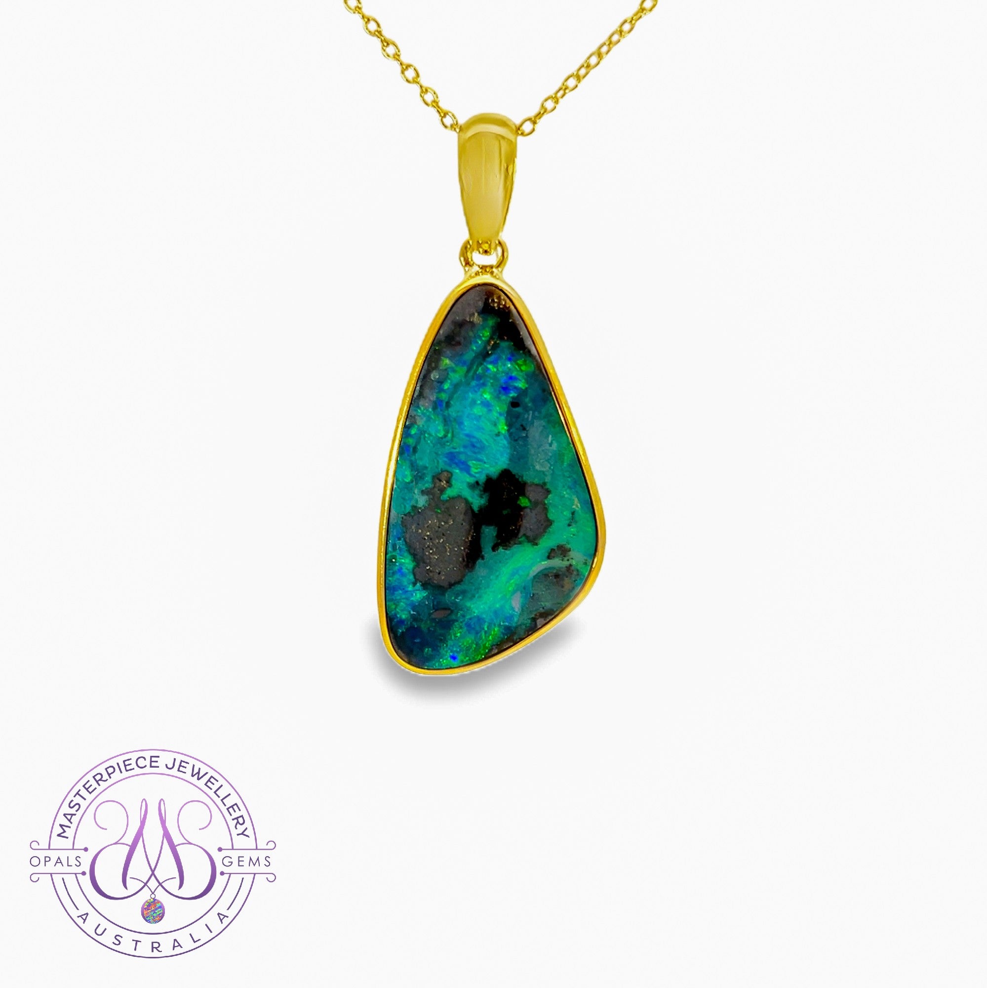 Gold Plated Silver Boulder Opal 22.41ct Pendant