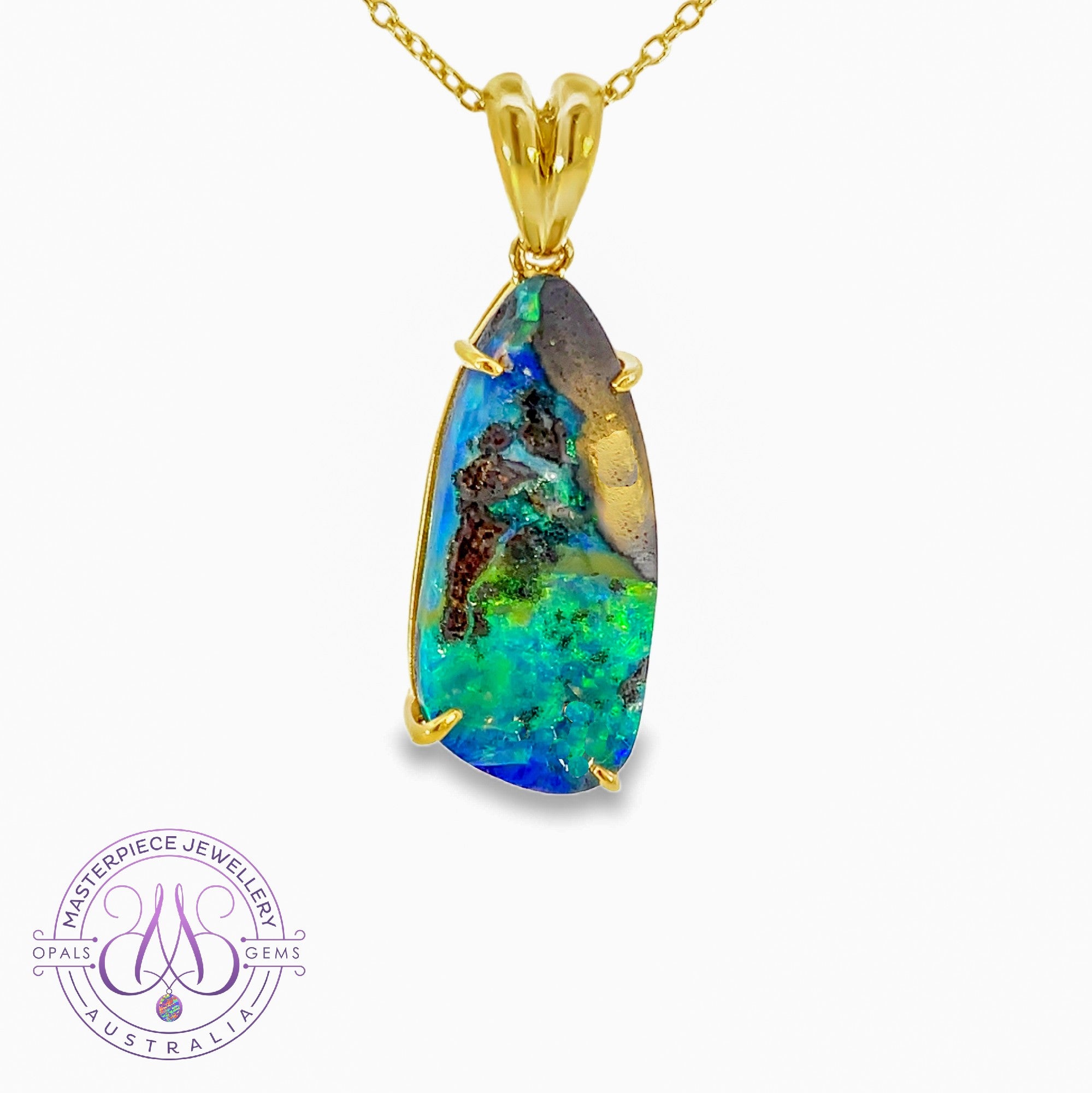 Gold Plated Silver claw set boulder opal 12.44ct pendant