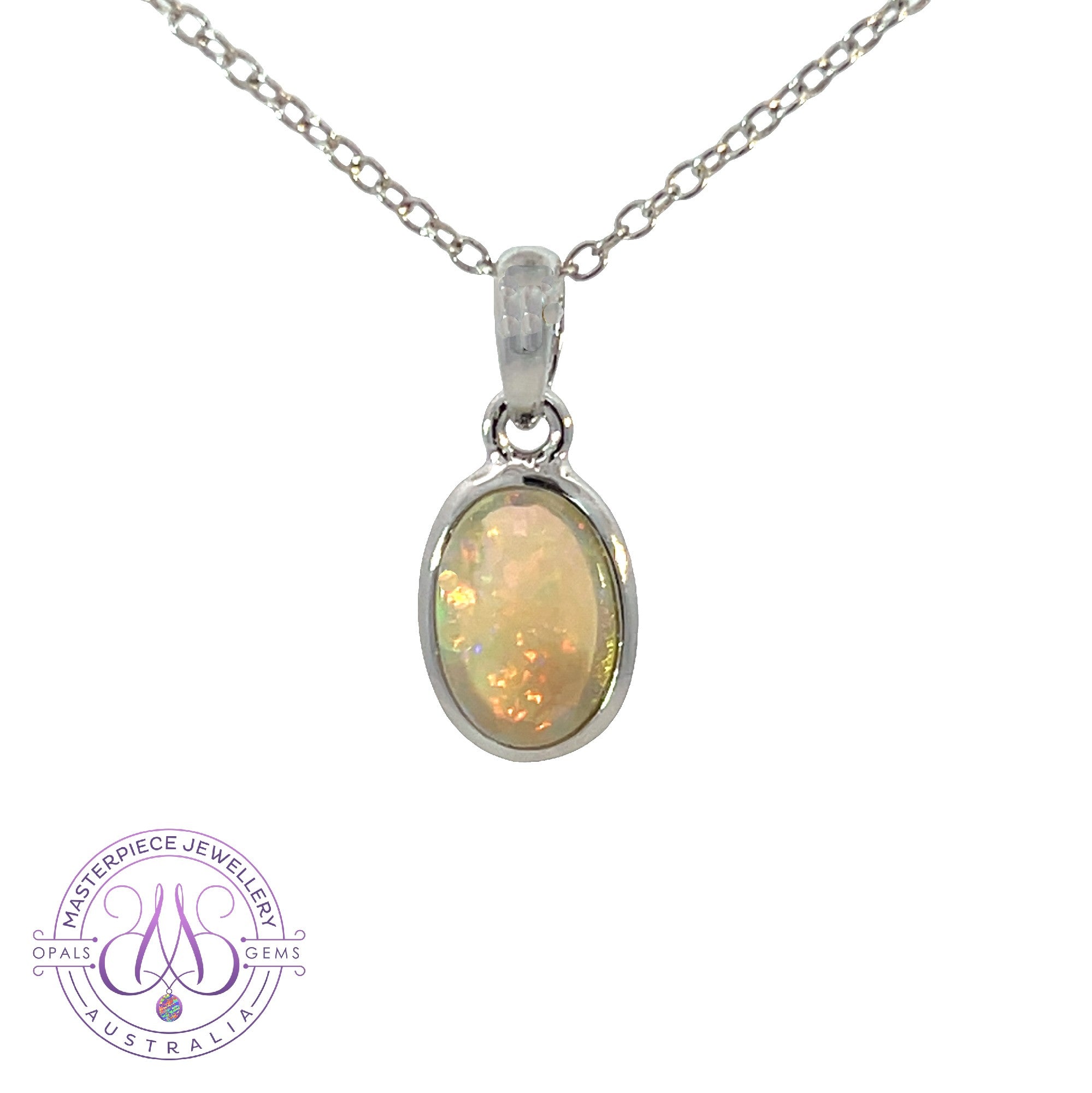 Sterling Silver Black Opal 0.8ct Oval shape pendant